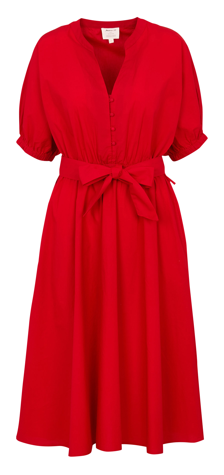 Lange, getailleerde, katoenen jurk MAISON 123 Rood