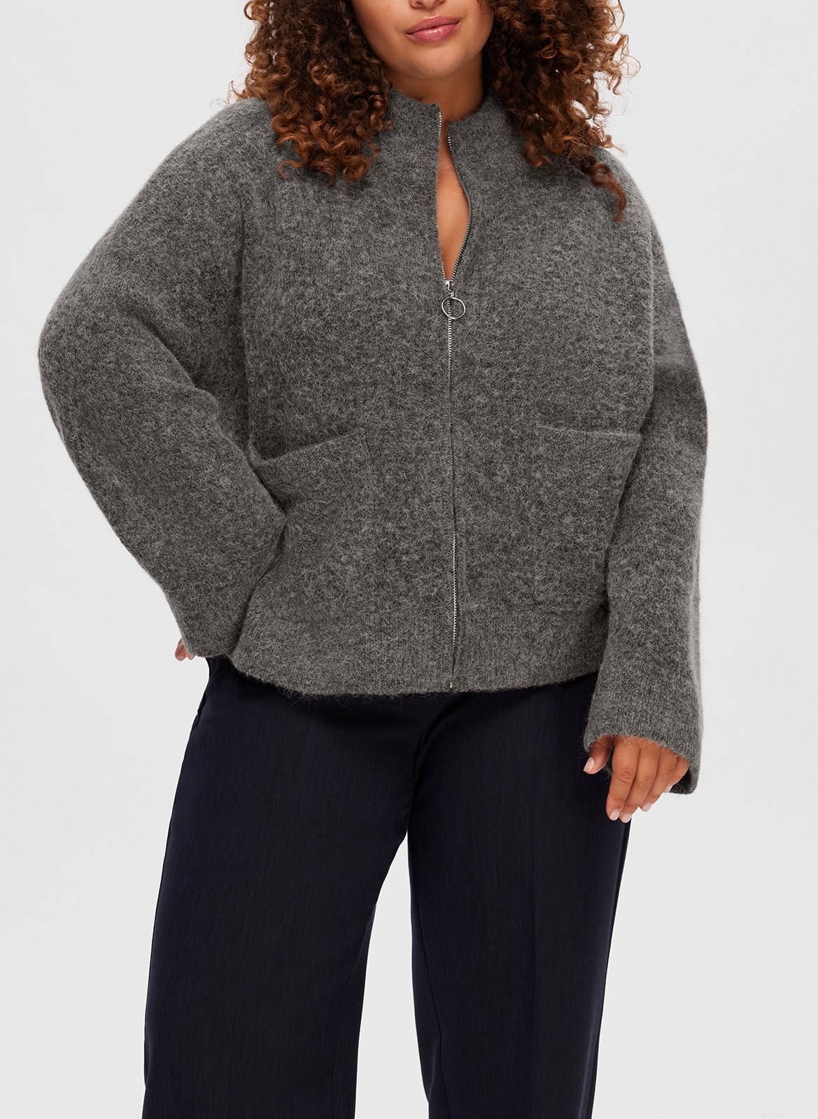 Gilet col montant en laine mélangée SELECTED Gris