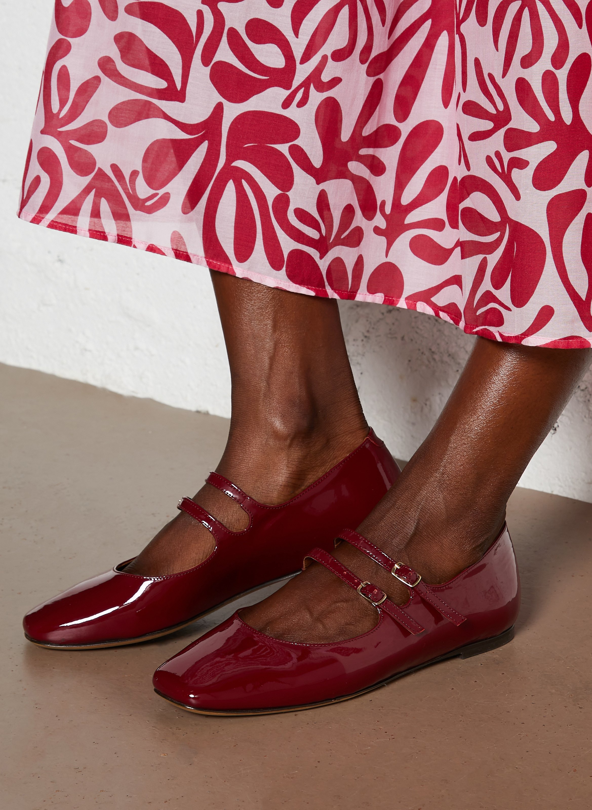 Leather mid-calf boots with pointed toe RIVECOUR Red