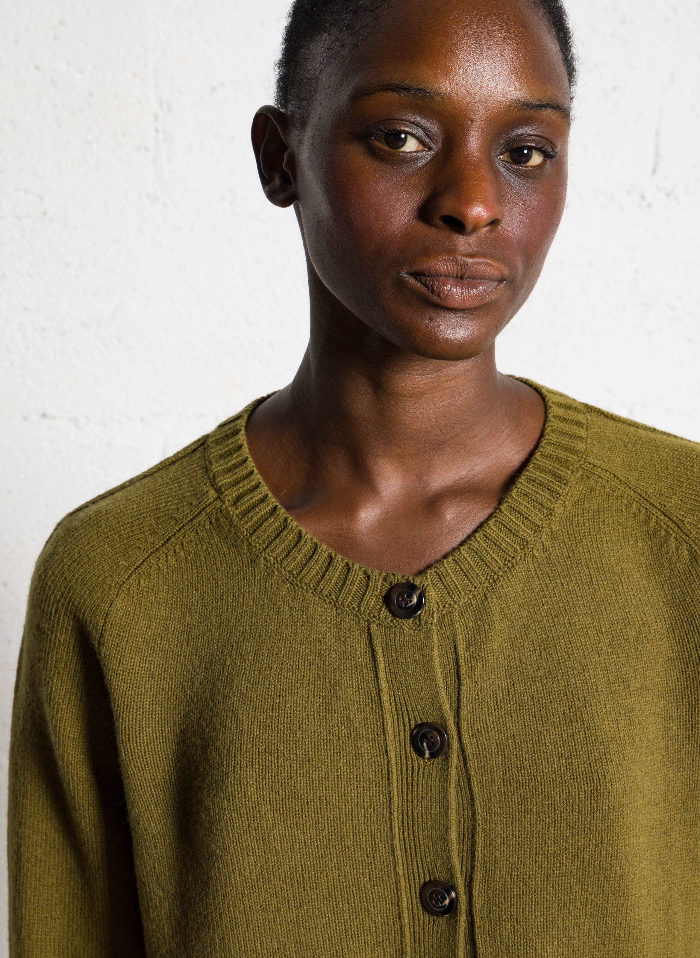 Cardigan col rond droit en laine SOEUR Marron