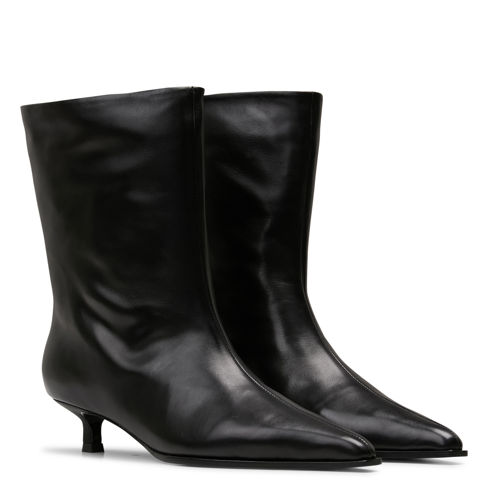 Bottines à petits talons en cuir MI/MAI Noir