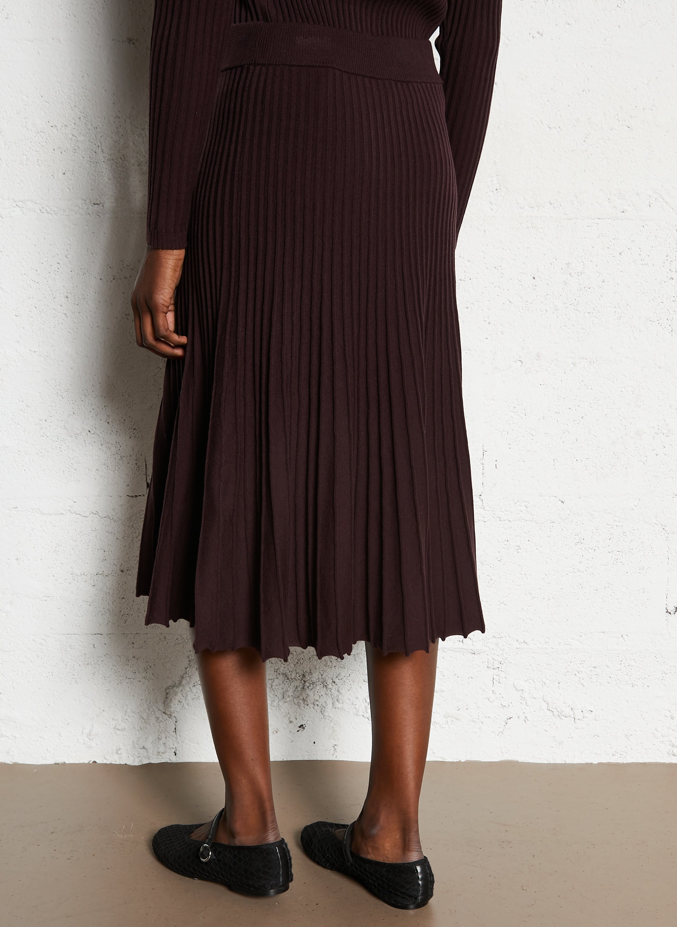 Pleated knit midi skirt MAISON 123 Purple