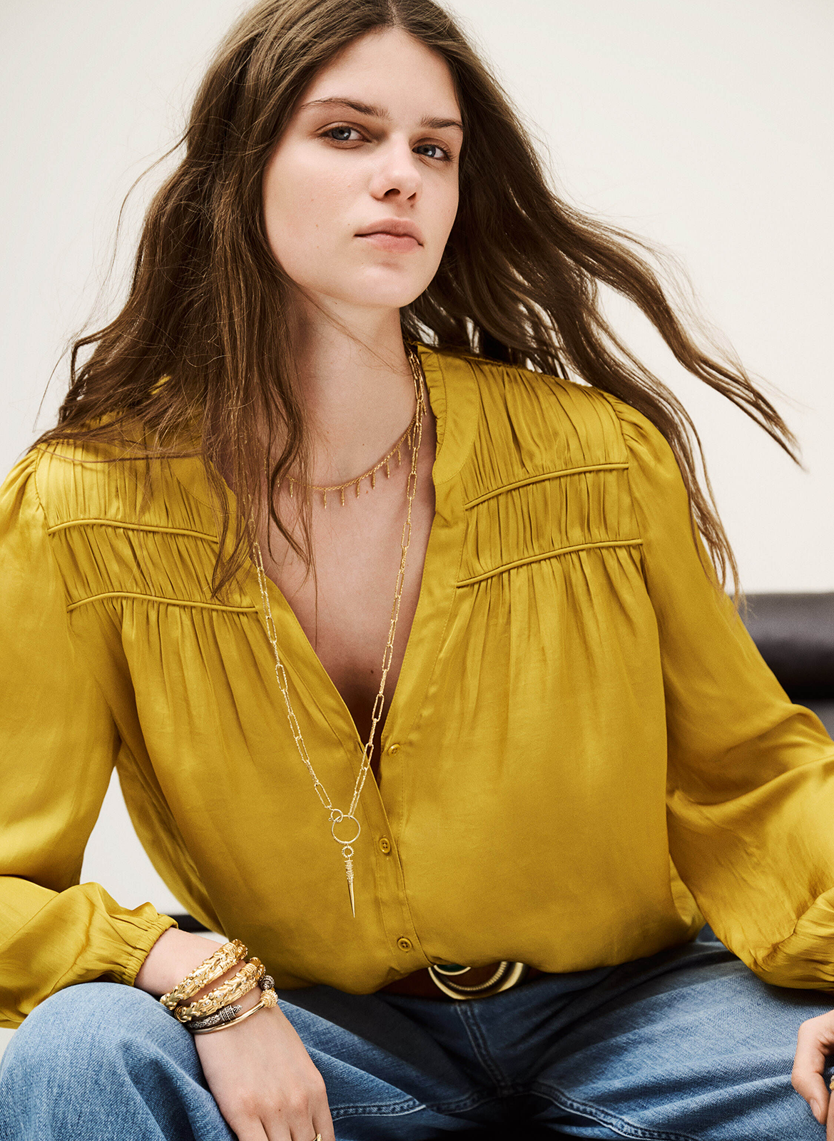 Chemise col V  BA&SH Jaune