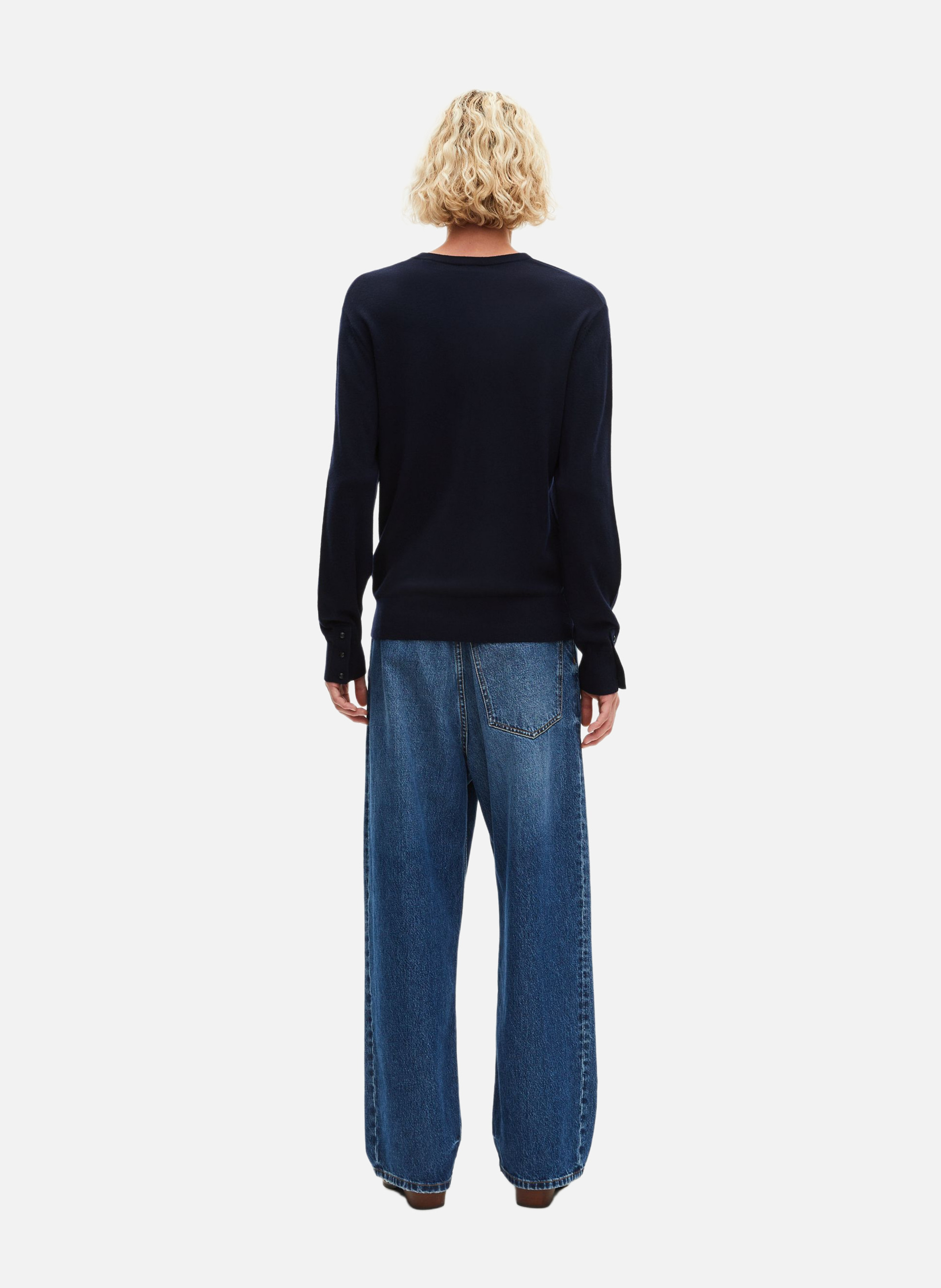 Pull col v en laine mérinos THE KOOPLES Bleu