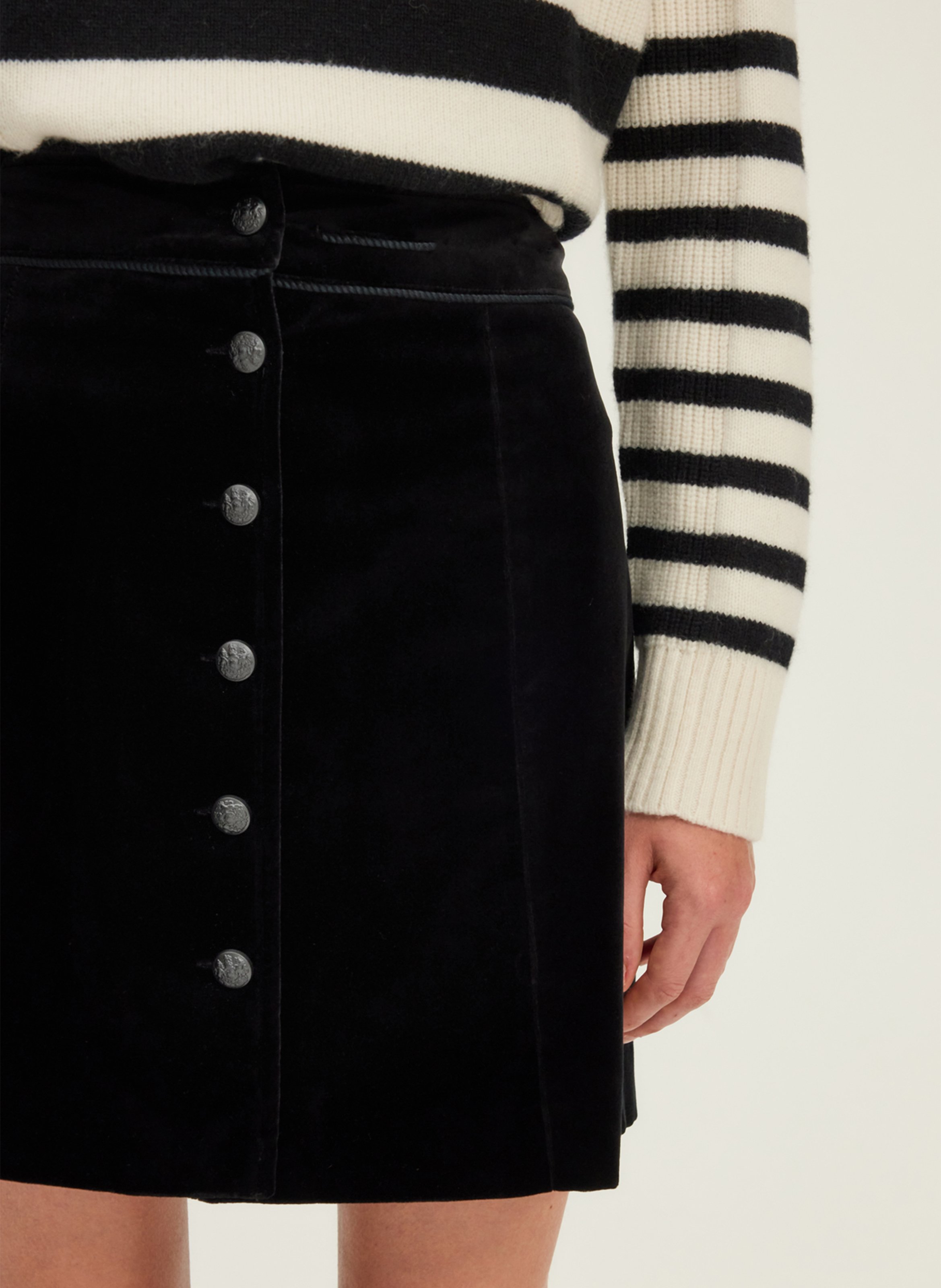 Jupe courte en velours côtelée PABLO Noir