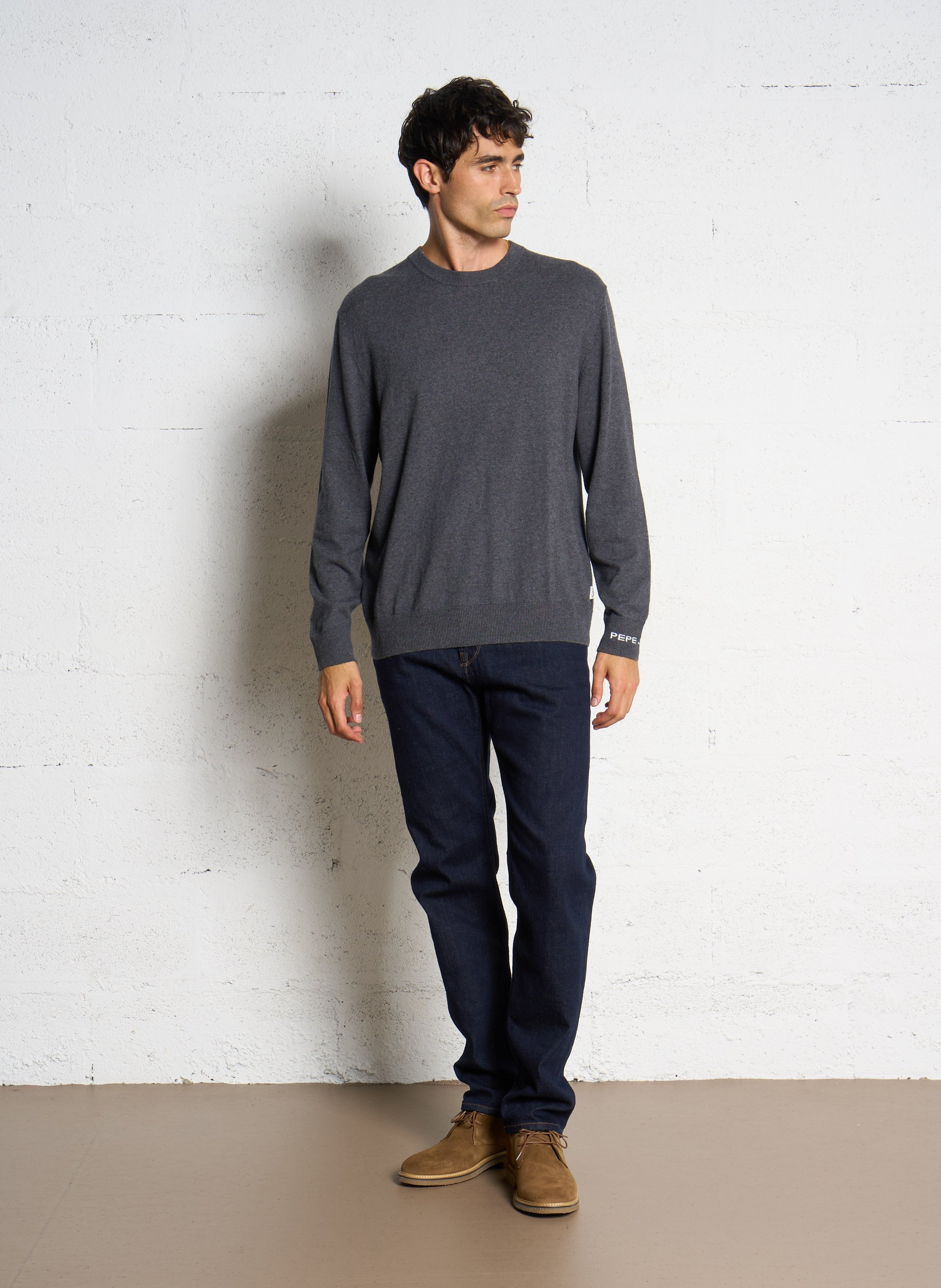 Raw straight leg jeans with stitching PEPE JEANS Blue