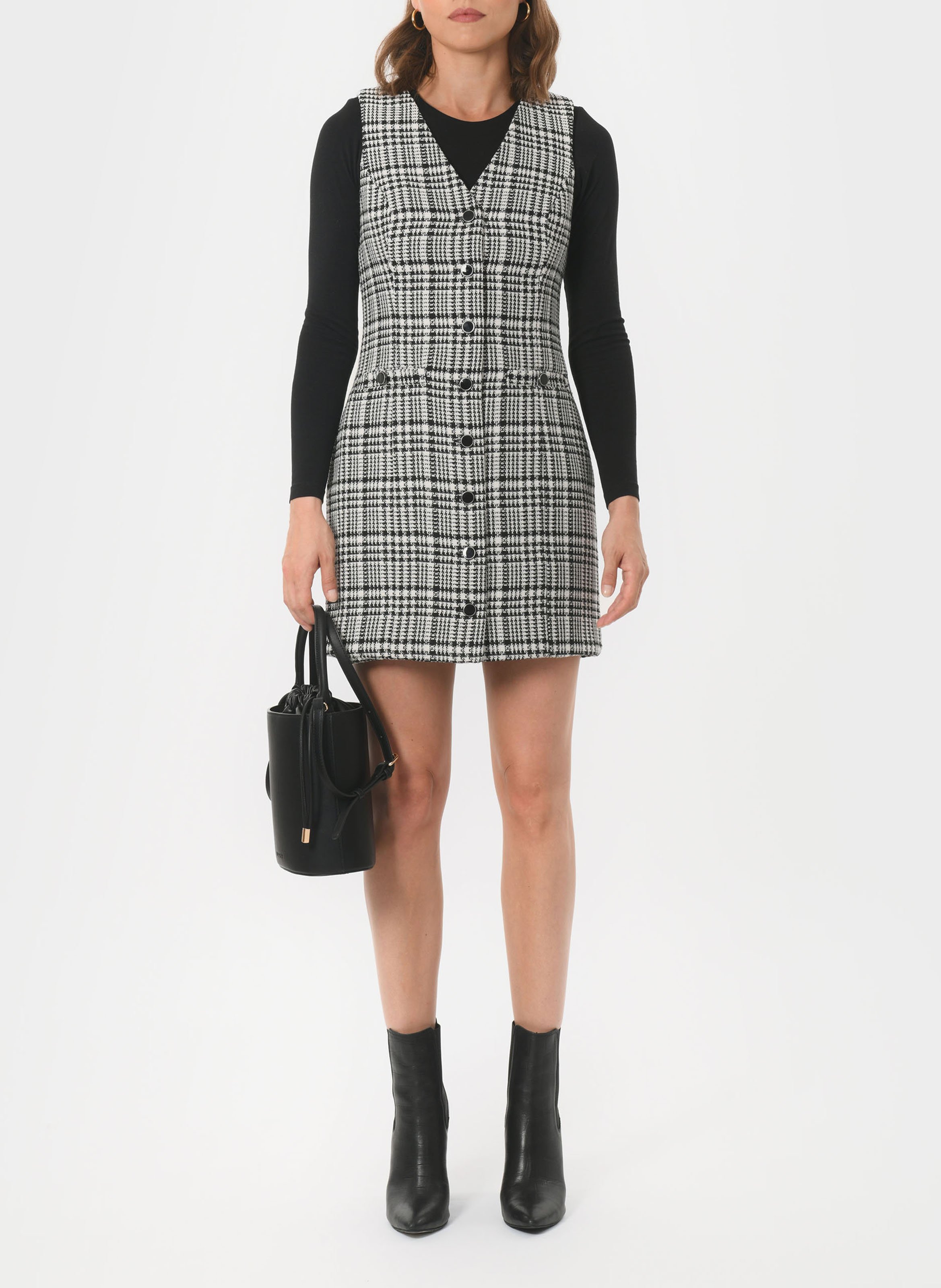 Korte jurk met V-hals en print KOOKAI Black