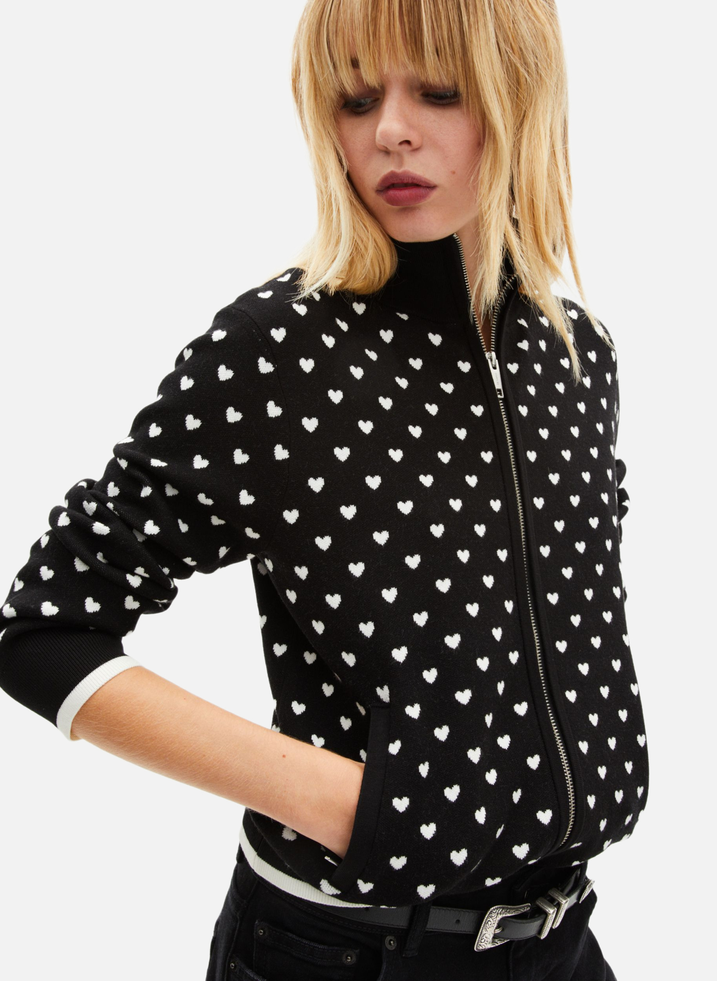 Cardigan zippé imprimé cœurs THE KOOPLES Noir