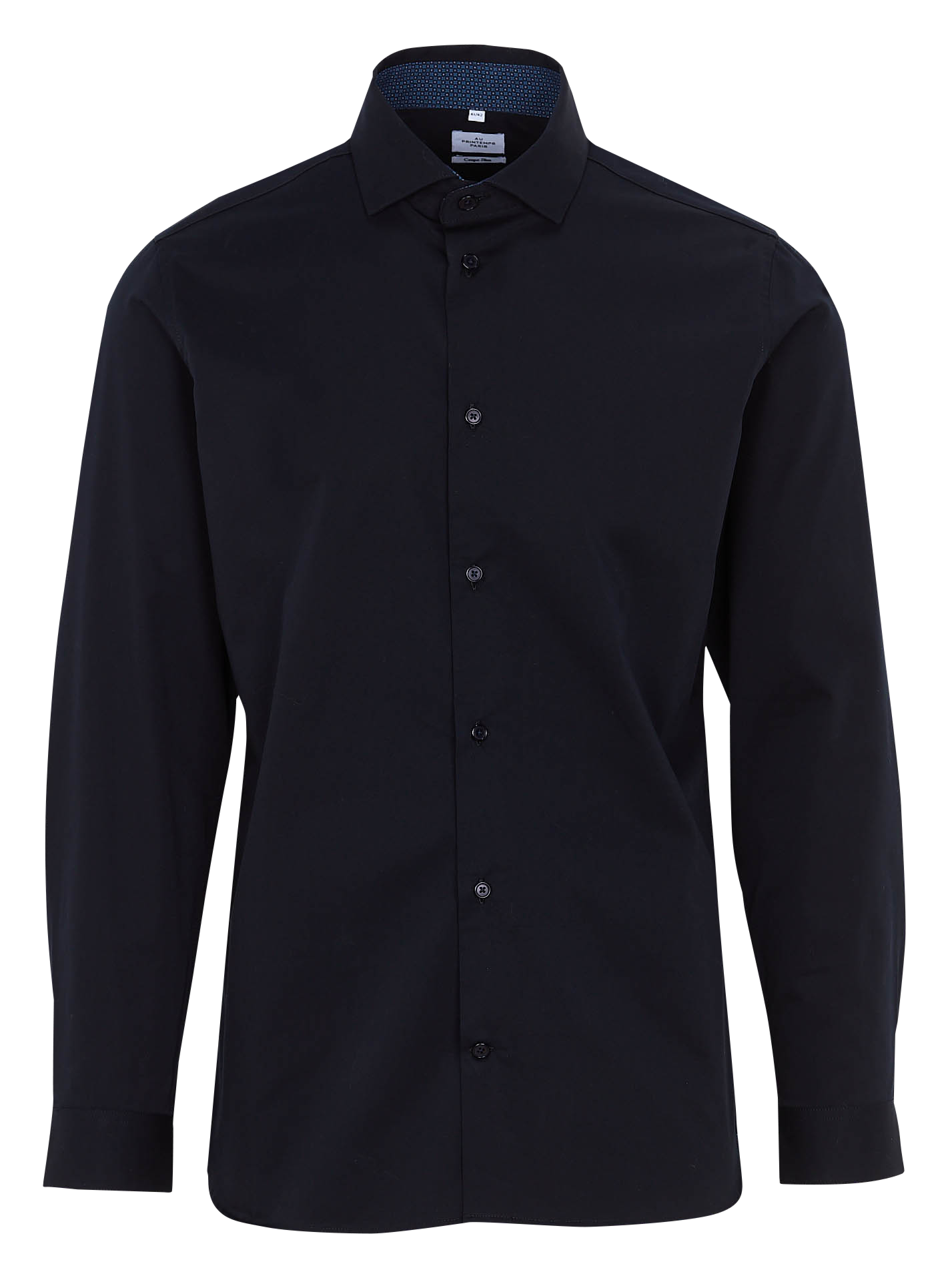 Slim-fit cotton shirt with classic collar AU PRINTEMPS PARIS Blue