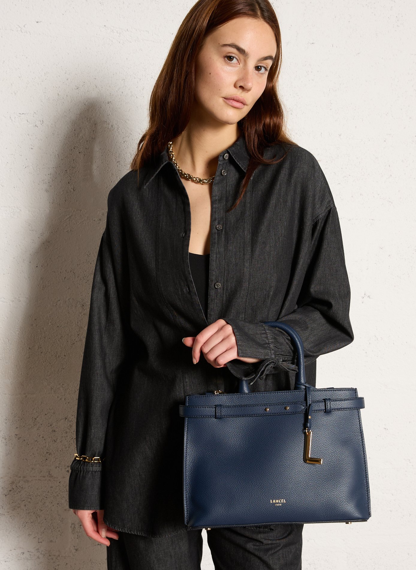 Leren clutch LANCEL Blauw