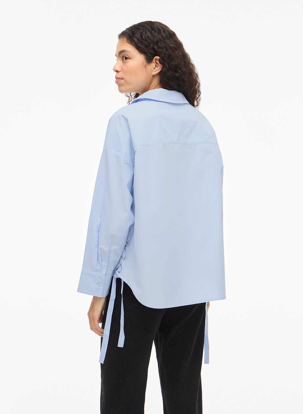 Chemise col classique en coton VILA Bleu