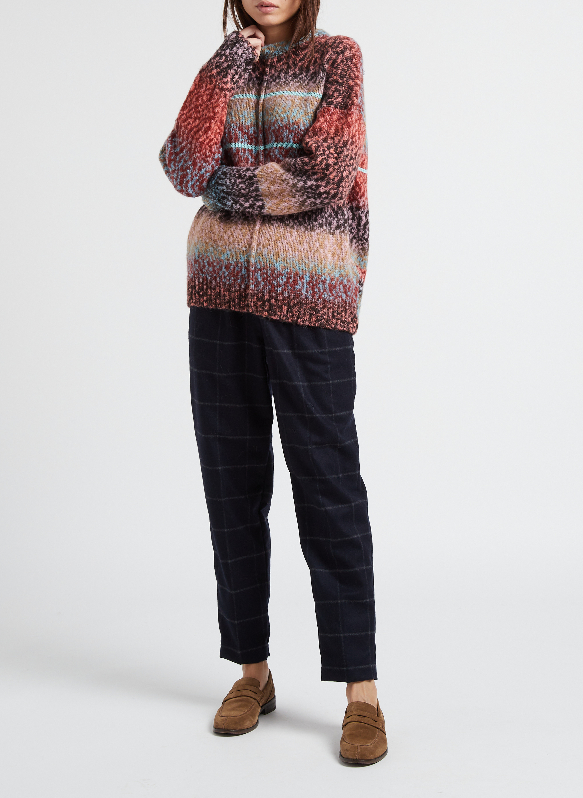 Wool-blend carrot pants POMANDERE Blue