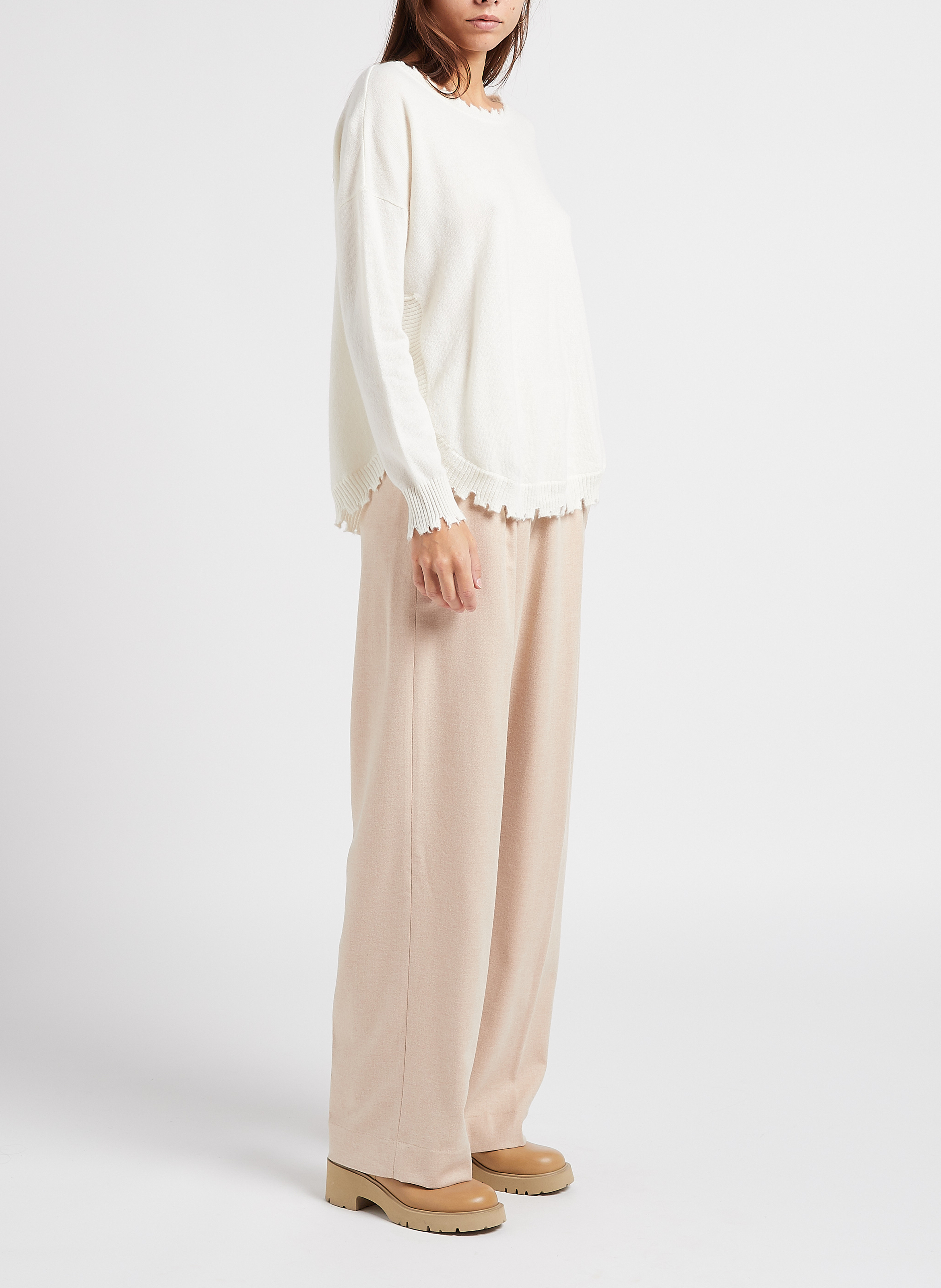 Oversized cashmere knit sweater KUJTEN White