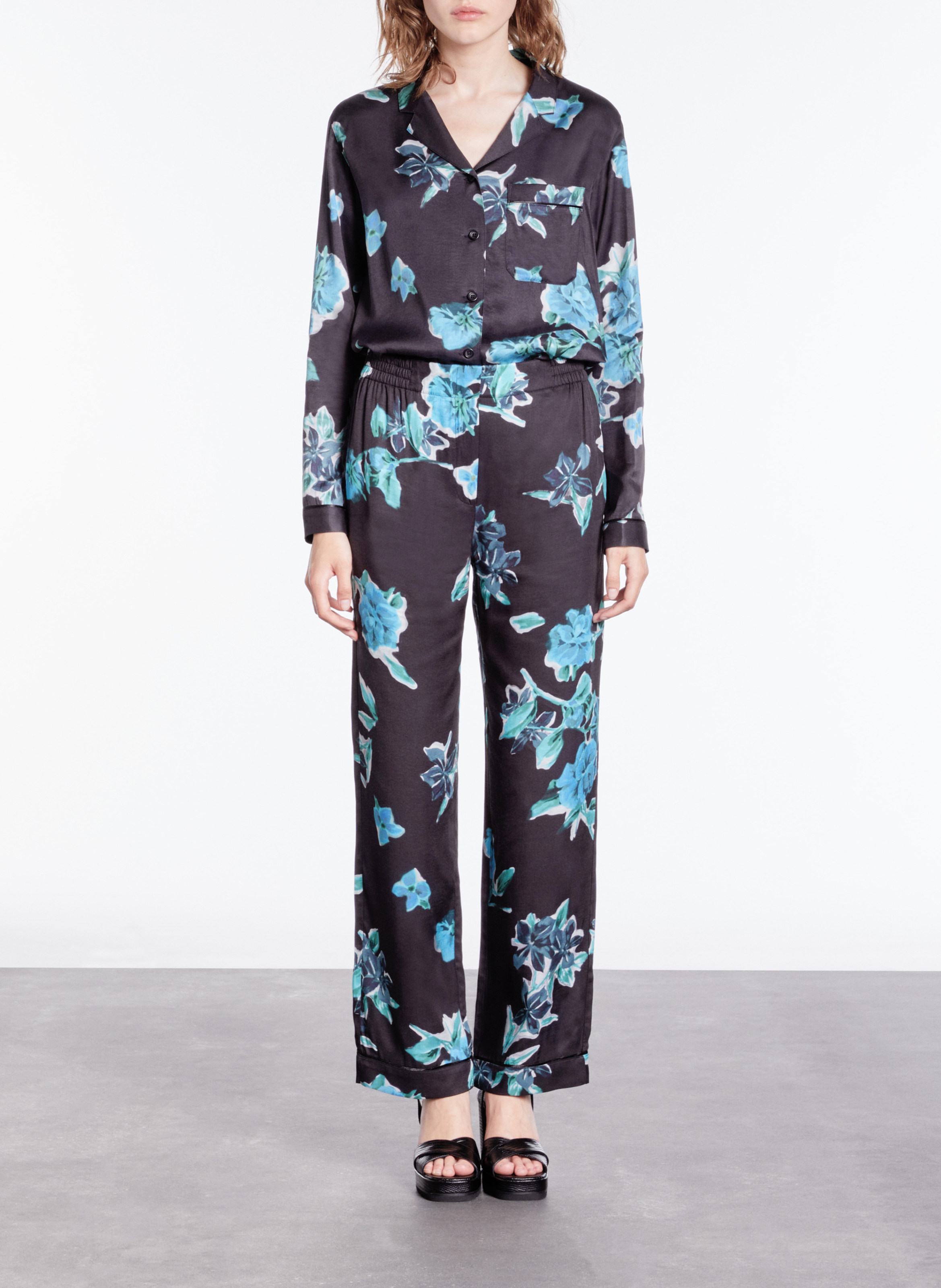 Pantalon droit imprimé fleuri  THE KOOPLES Bleu