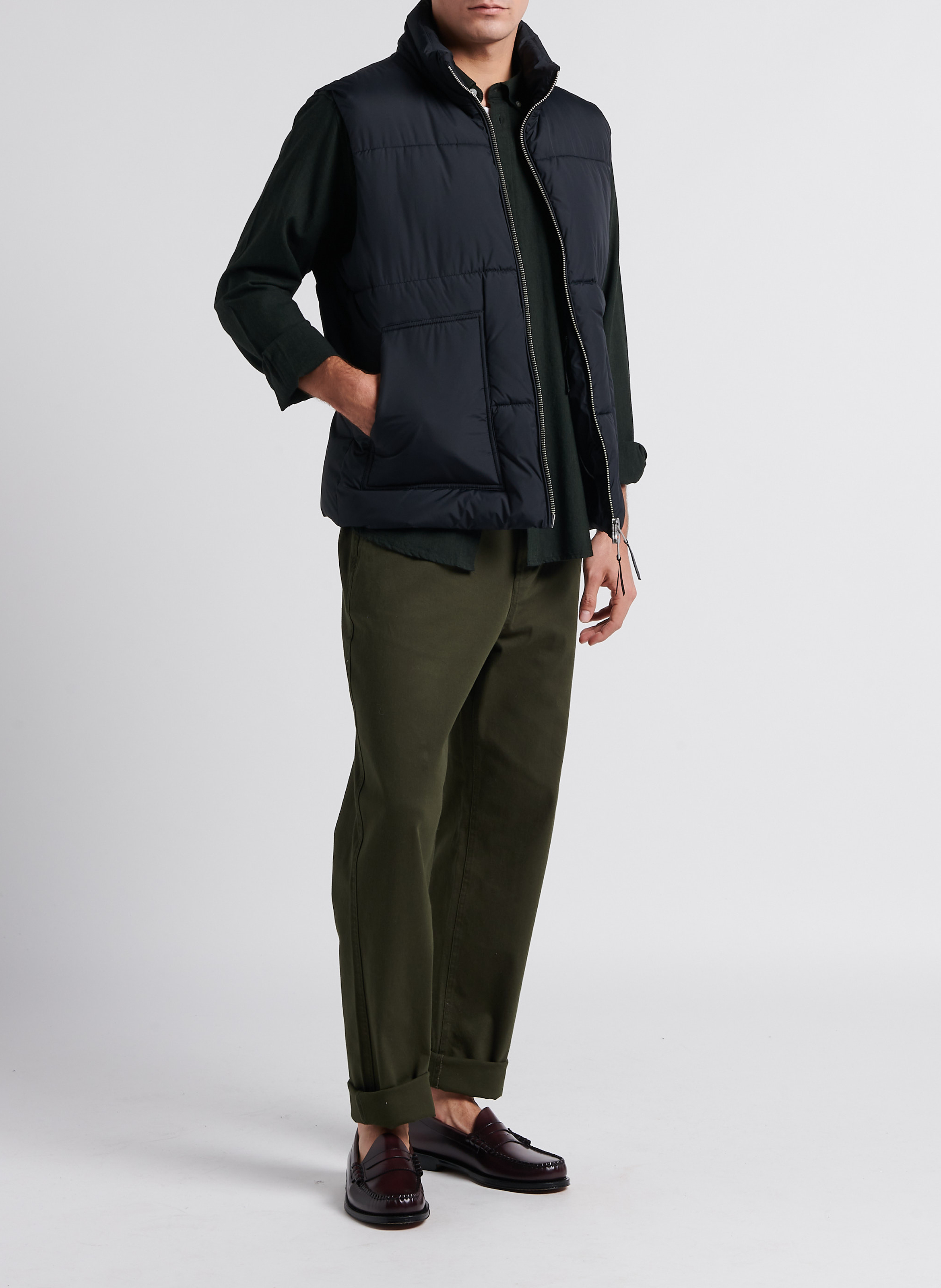 Pantalon droit en coton mélangé MINIMUM Vert