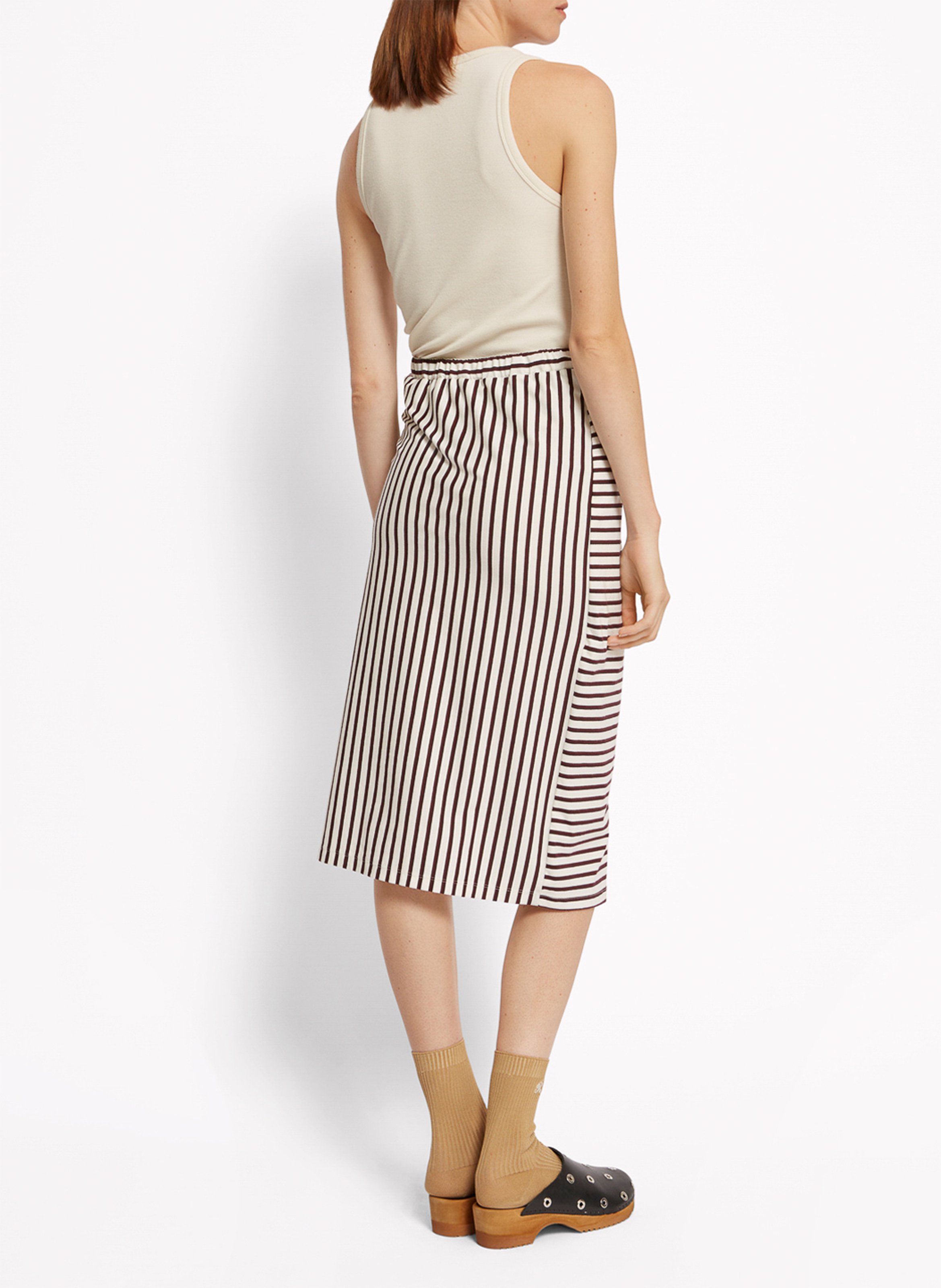 Halflange, gestreepte rok ROSEANNA Beige