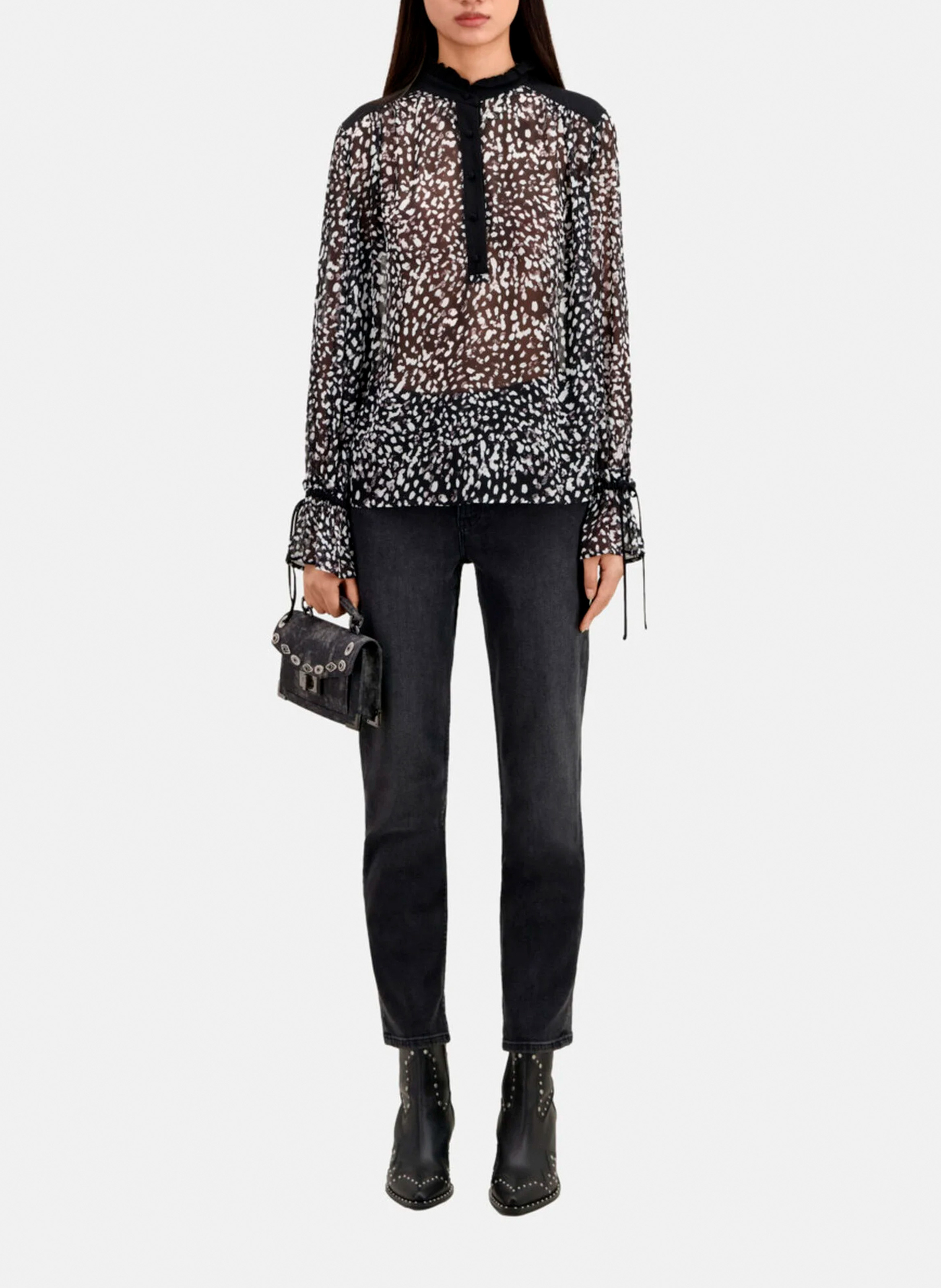 Bluse mit Stehkragen und Print THE KOOPLES Schwarz