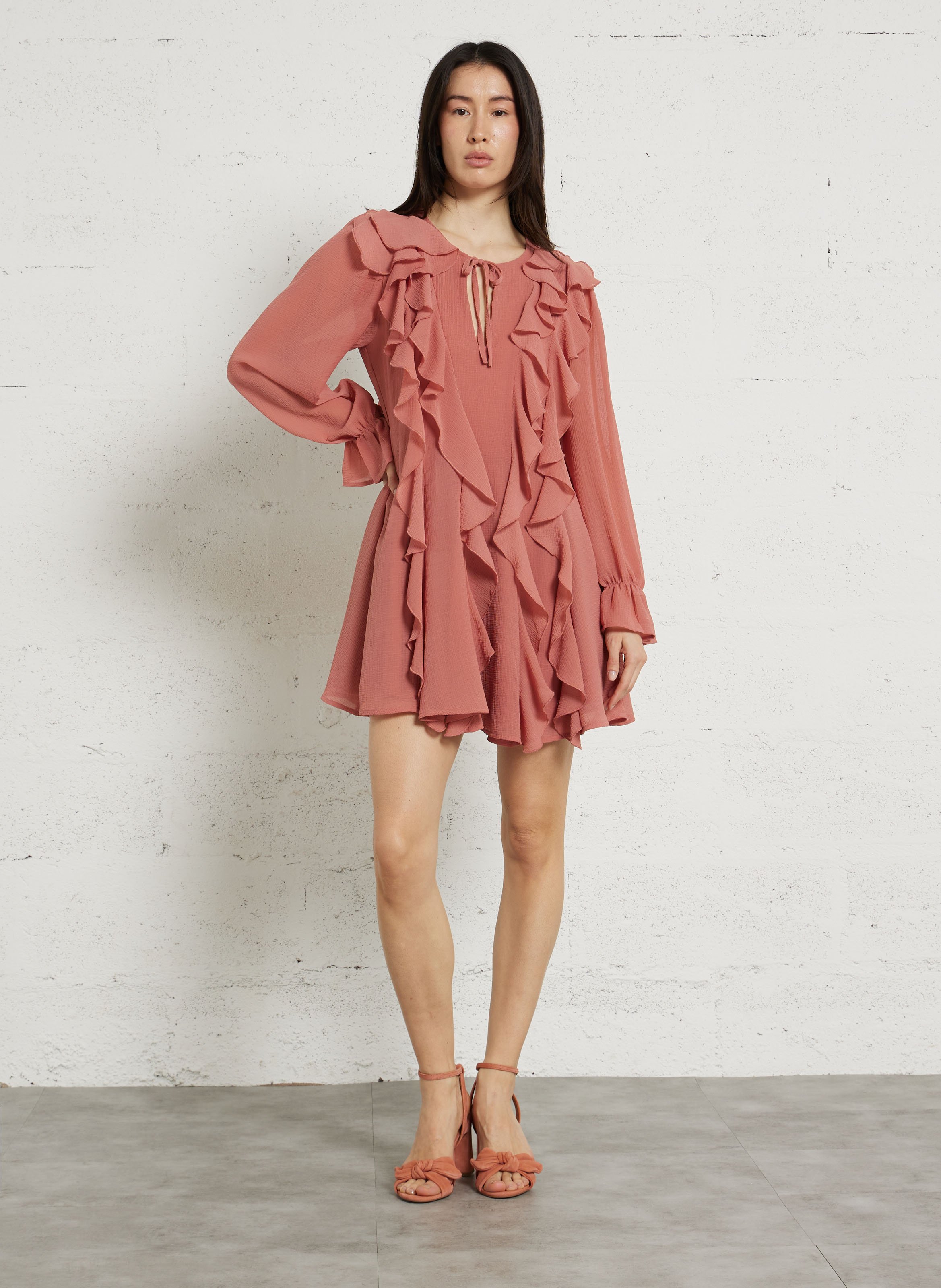 Robe courte col V LA PETITE ETOILE Rose