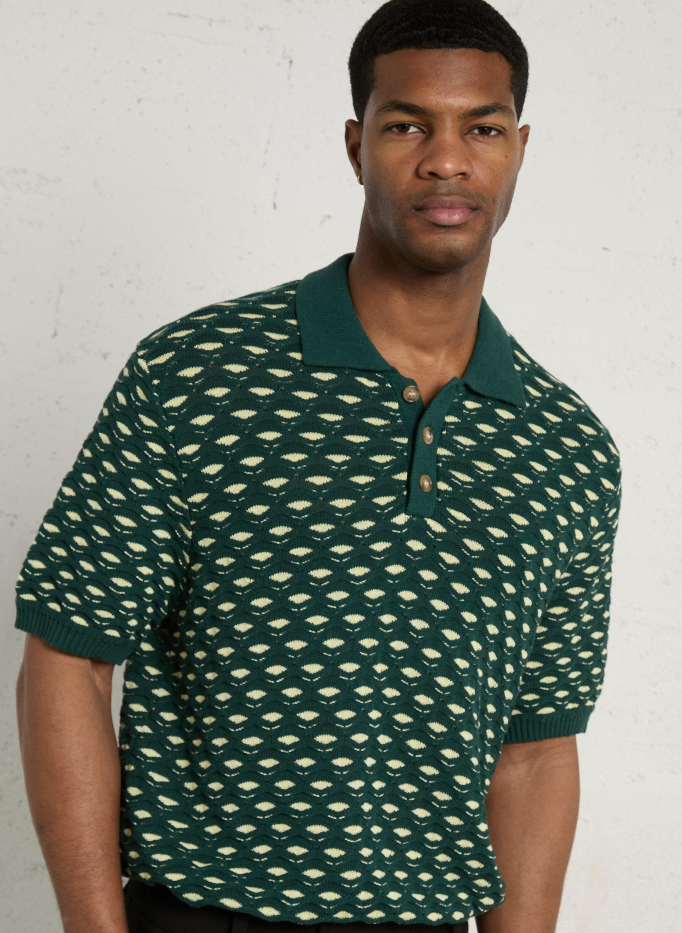 Straight cotton-blend polo shirt LES DEUX Green