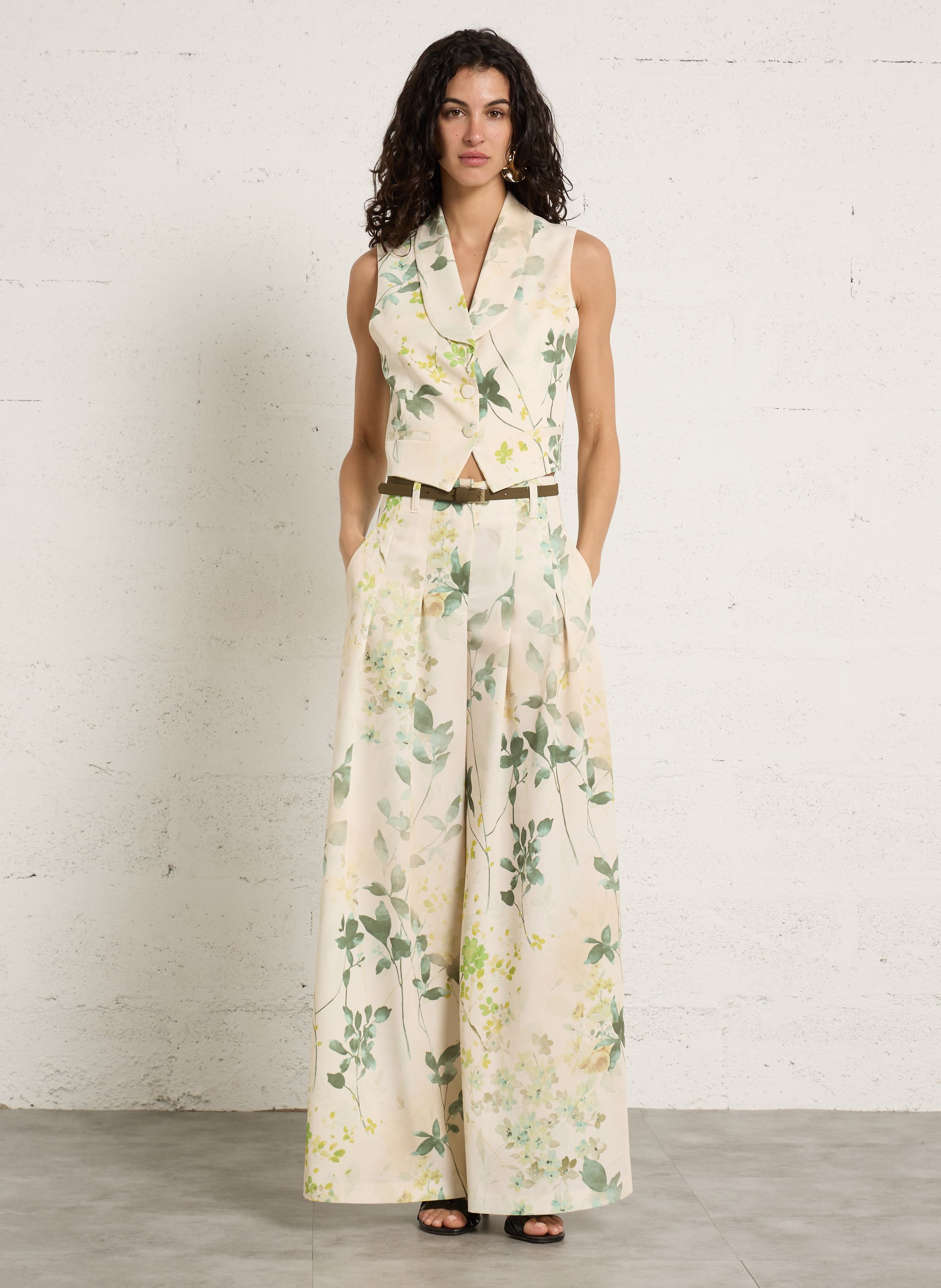 Pantalon palazzo imprimé IMPERIAL Beige