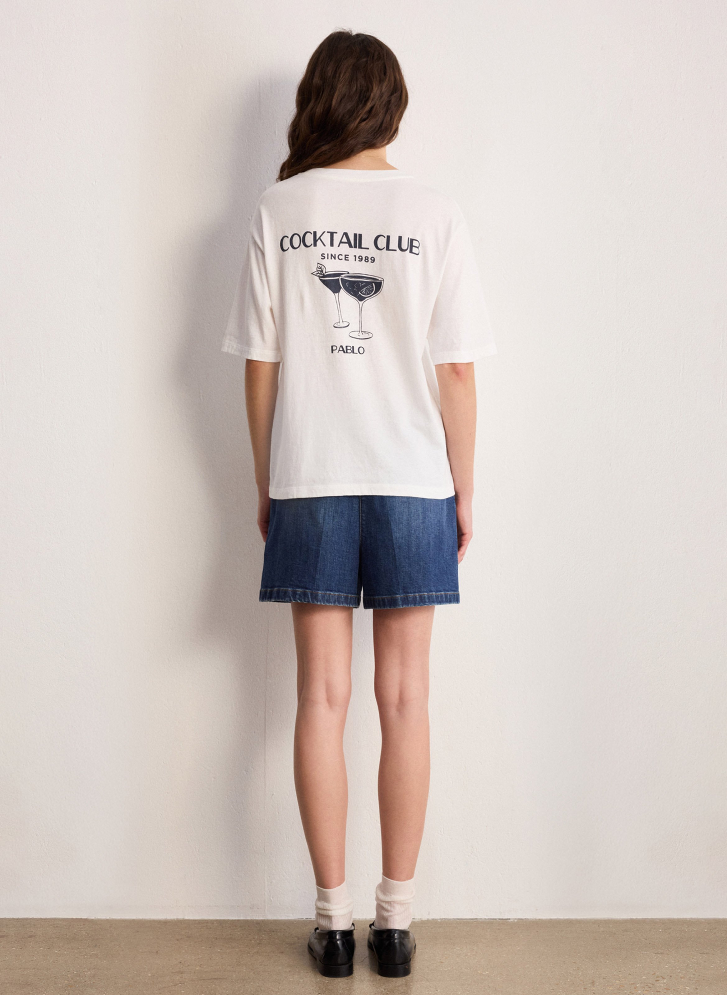 Einfarbiges Langarm-Top mit Rundhalsausschnitt PABLO Weiss