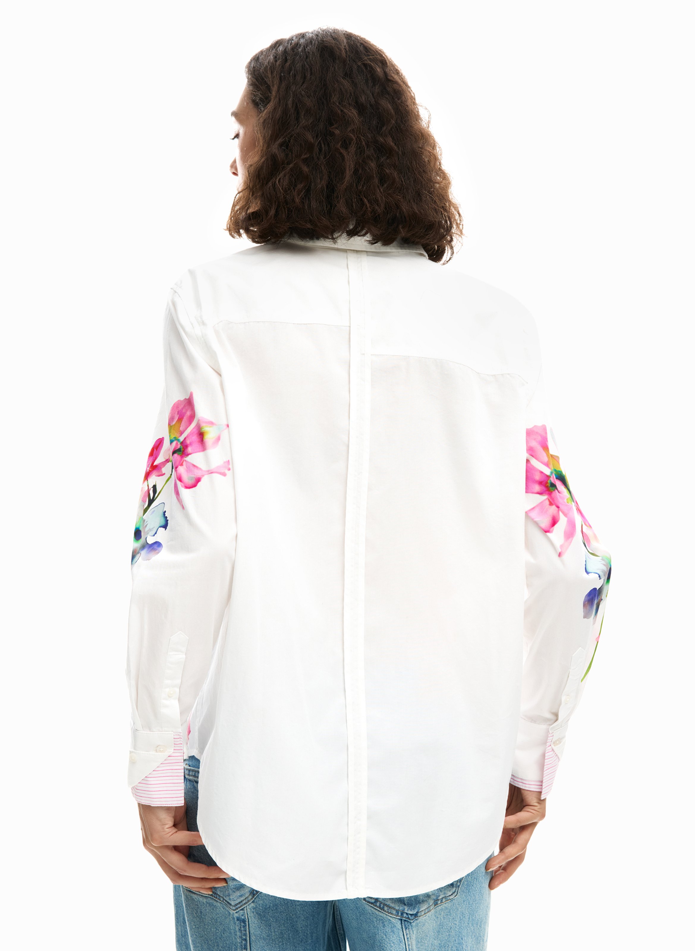 Floral print cotton shirt DESIGUAL White