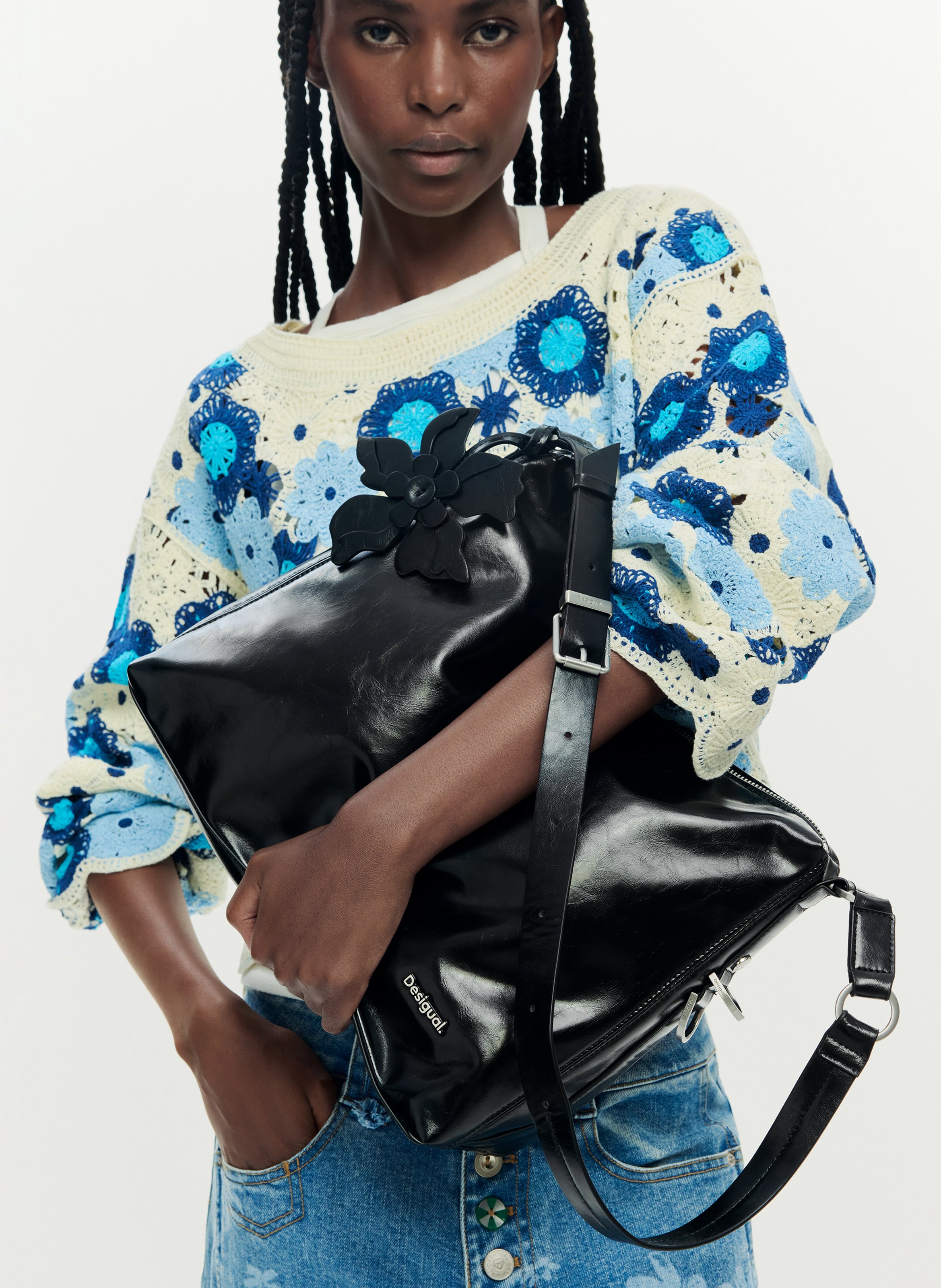 Sac épaule uni zippé DESIGUAL Noir