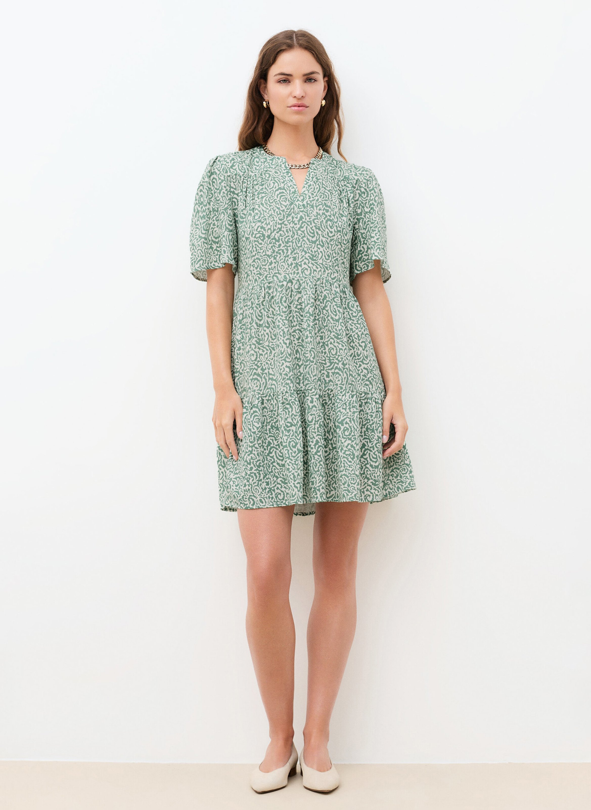 Robe courte col tunisien  CAROLL Vert