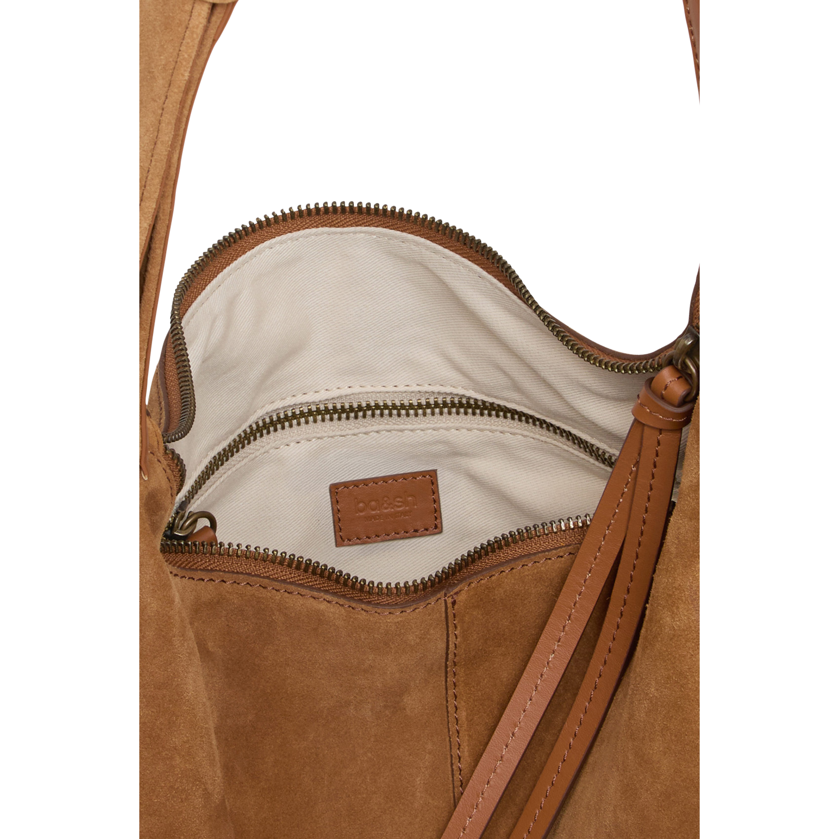 Sac hobo uni en daim BA&SH Marron