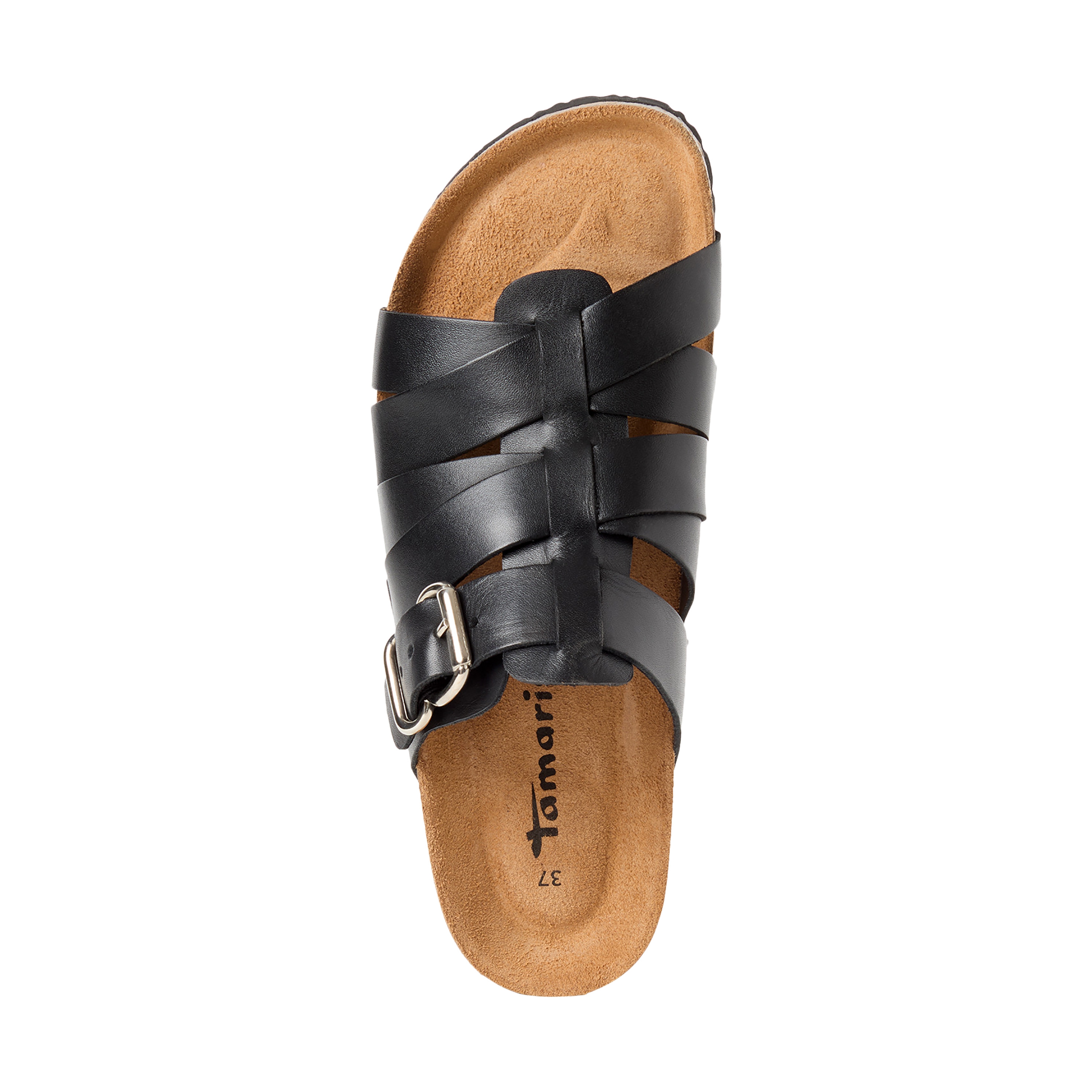 Sandales plates cuir TAMARIS Noir