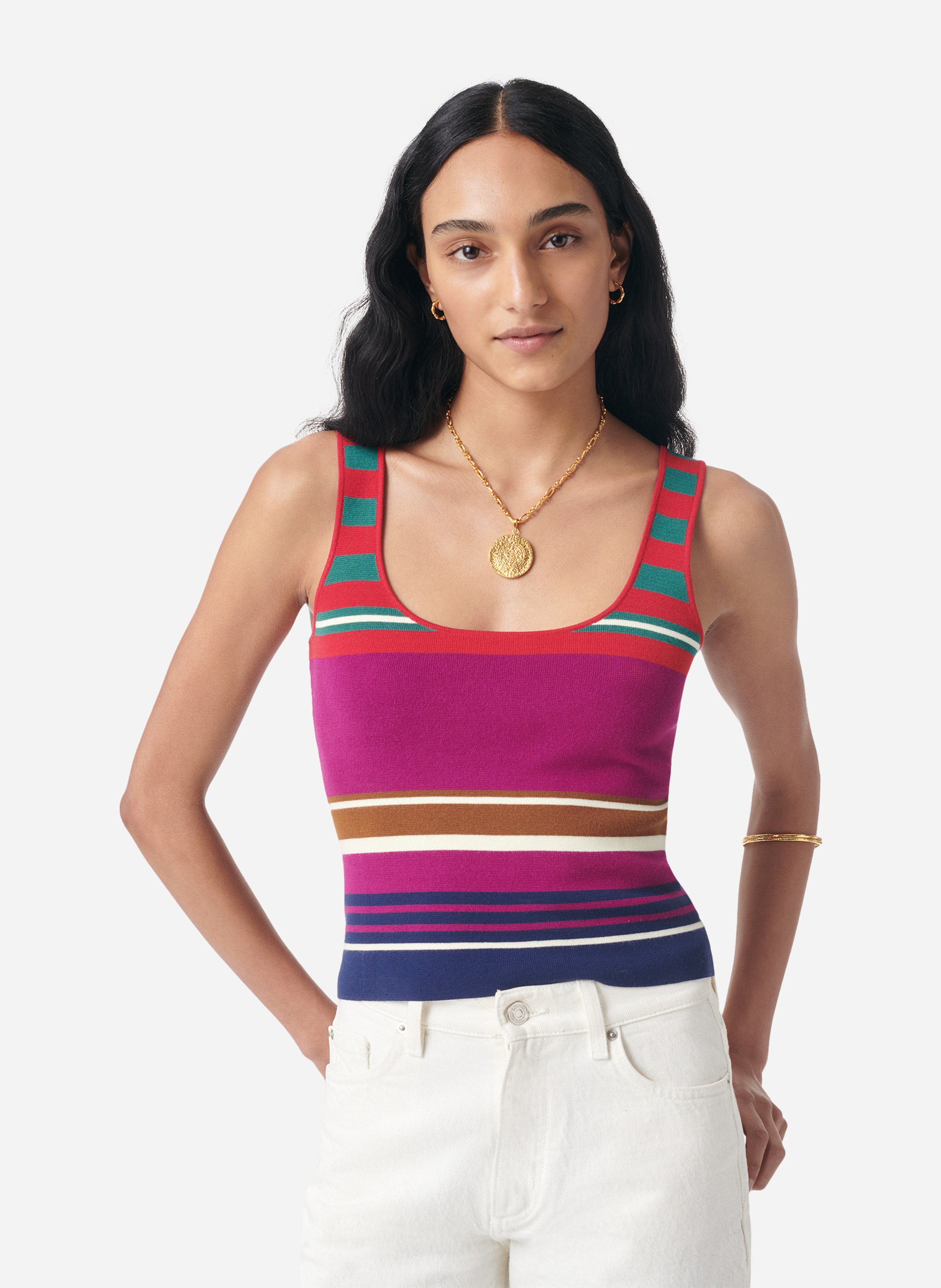 Débardeur en maille à rayures VANESSA BRUNO Multicolored
