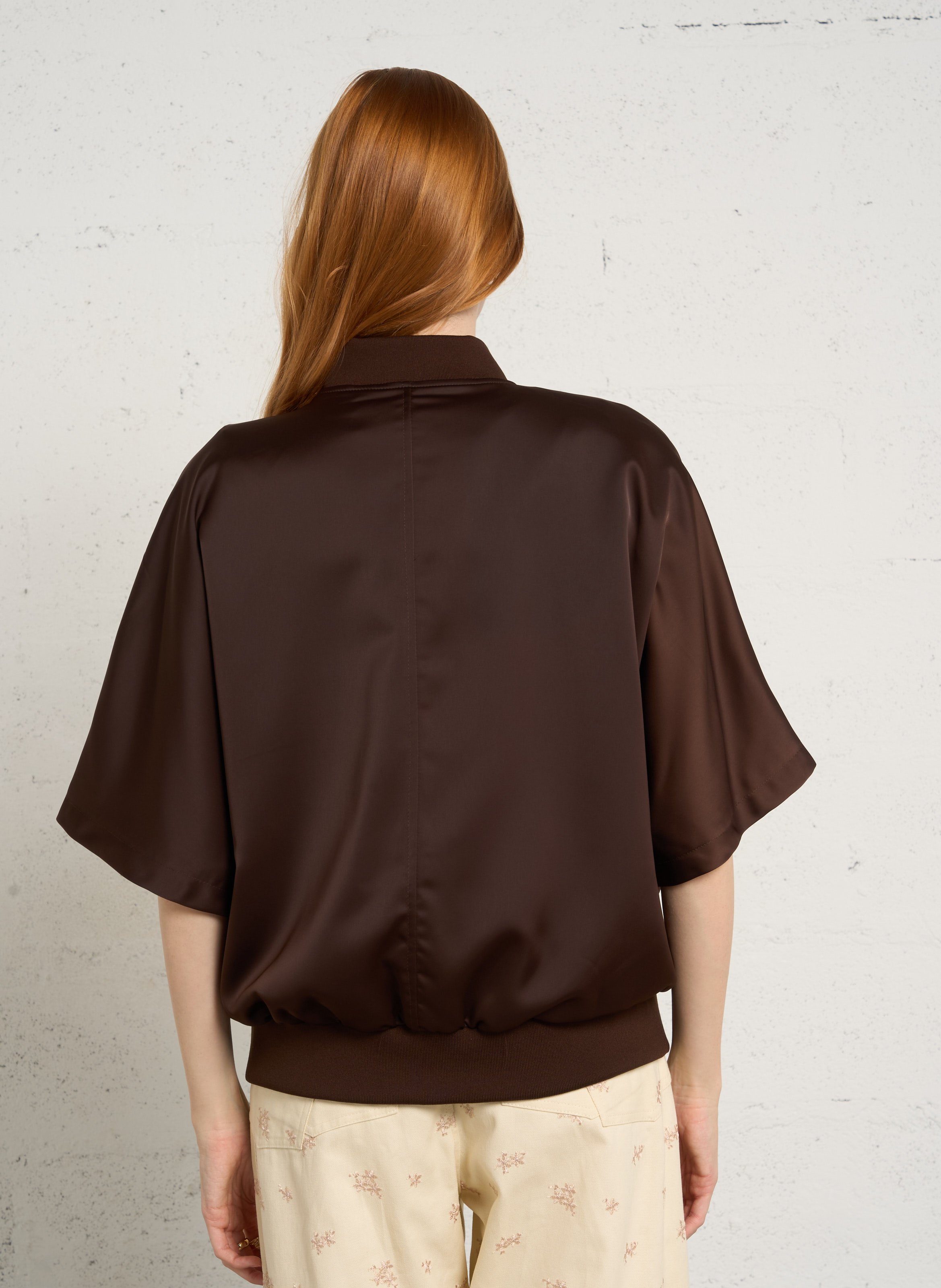 Korte mouw jas met rits effen BOMBERS ORIGINAL Bruin