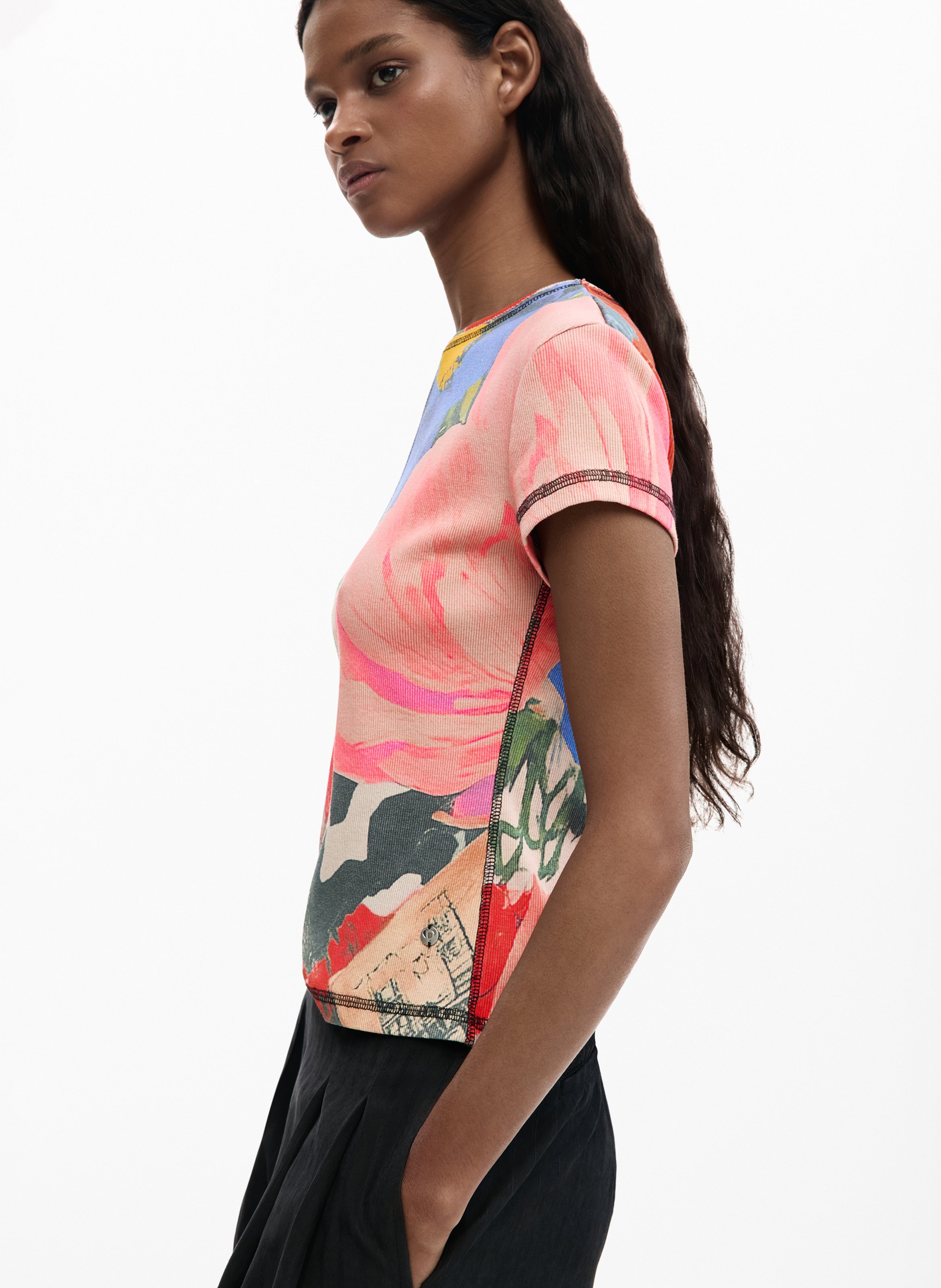 Basic cotton-mix T-shirt DESIGUAL Red