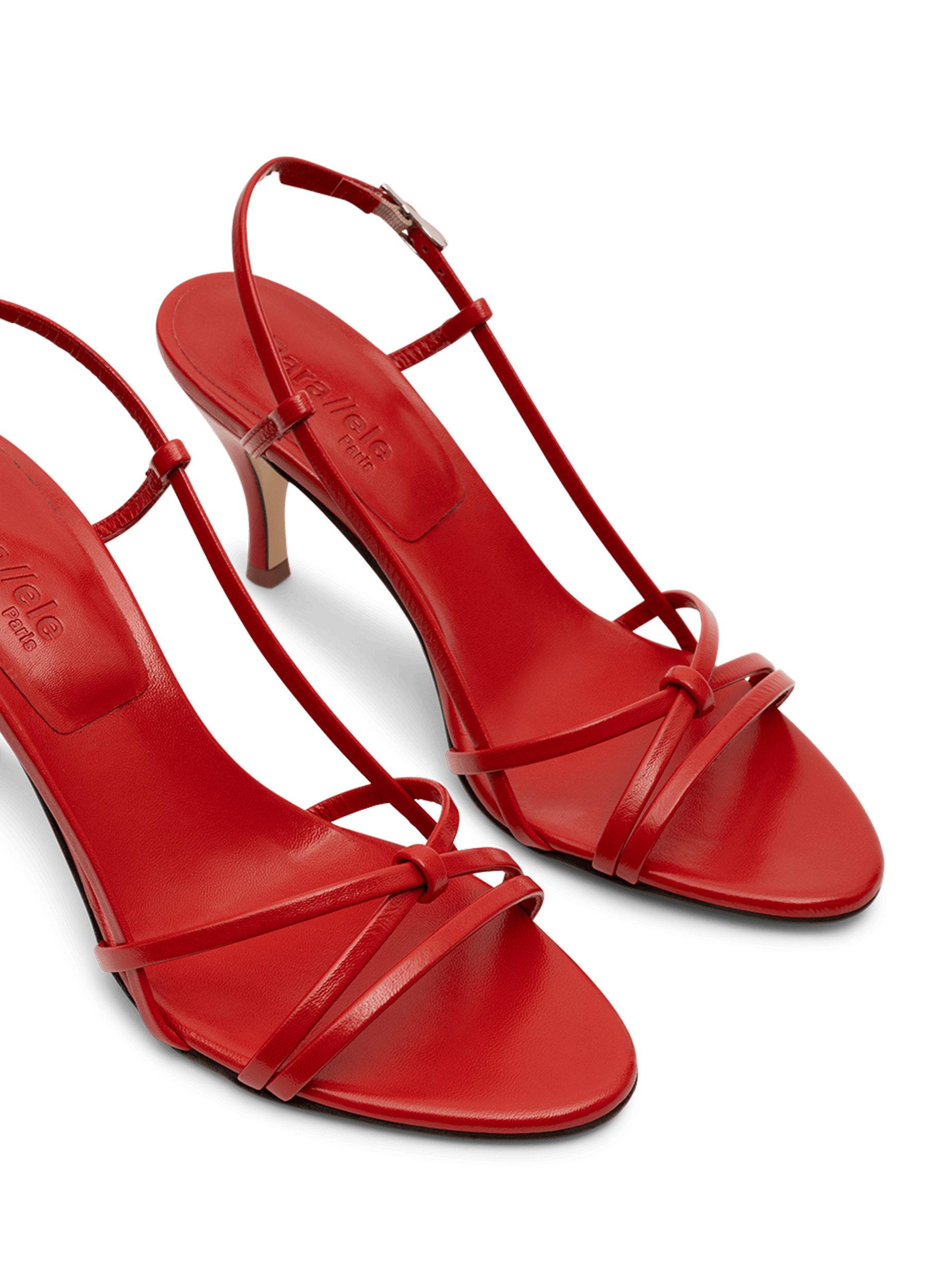 Sandales en cuir nappa rouge PARALLELE PARIS Rouge