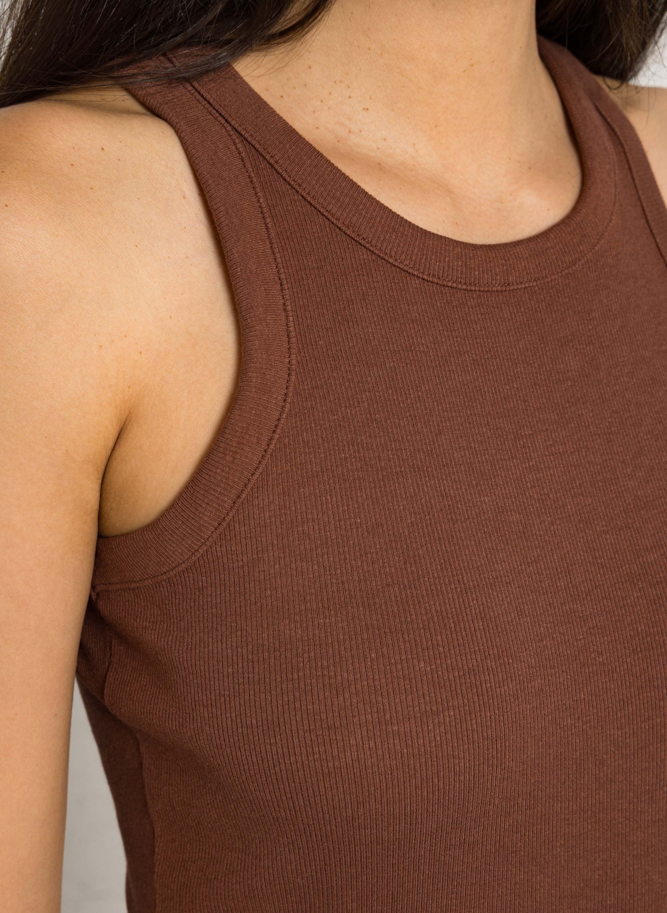 Effen katoenen singlet MAISON 123 Bruin