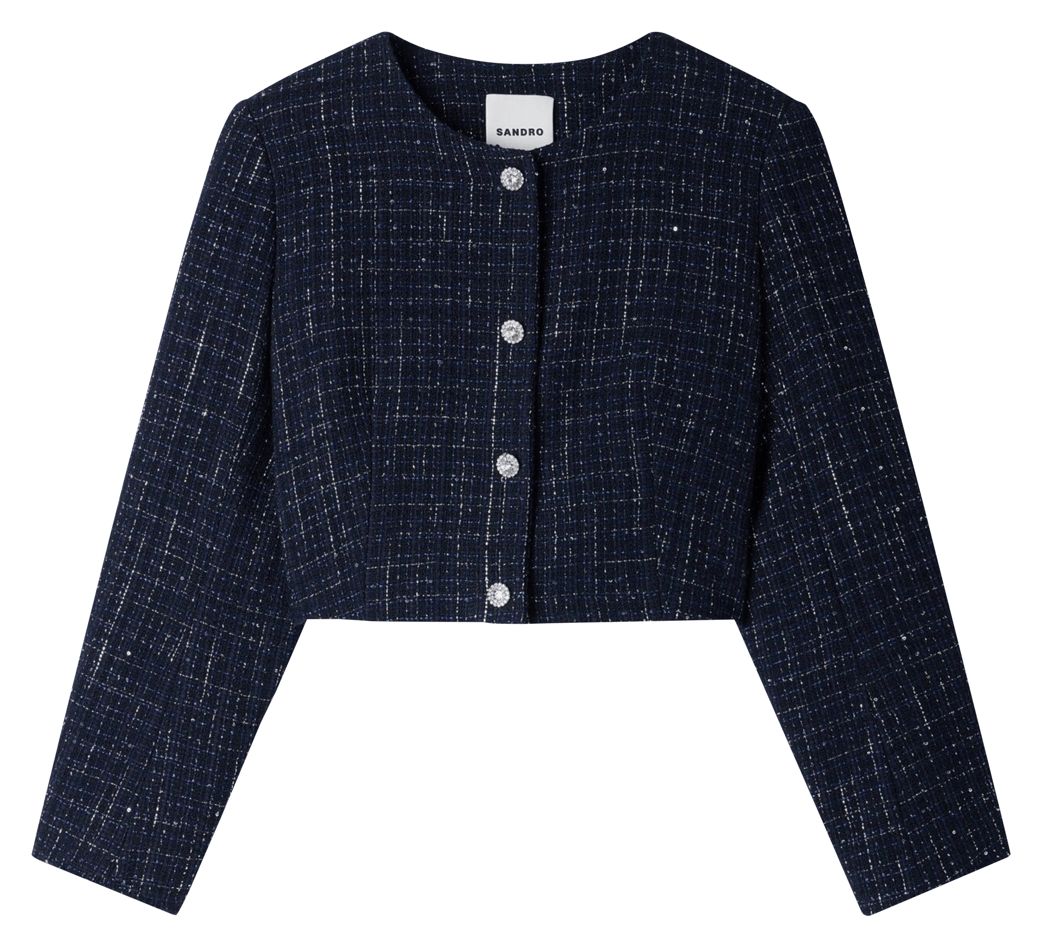 Fitted short jacket in blended cotton. SANDRO Blue