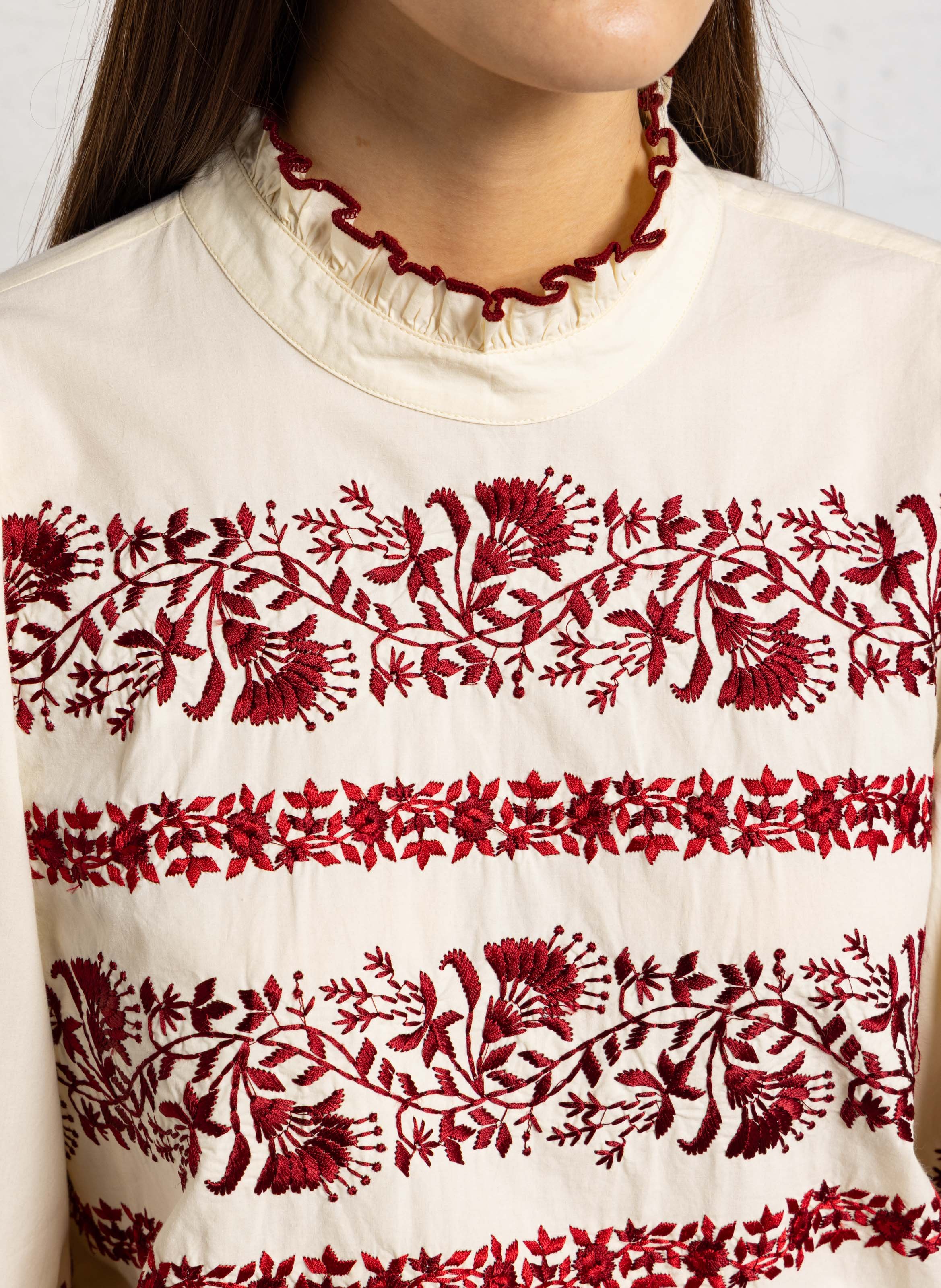 Loose-fit cotton top ANTIK BATIK White