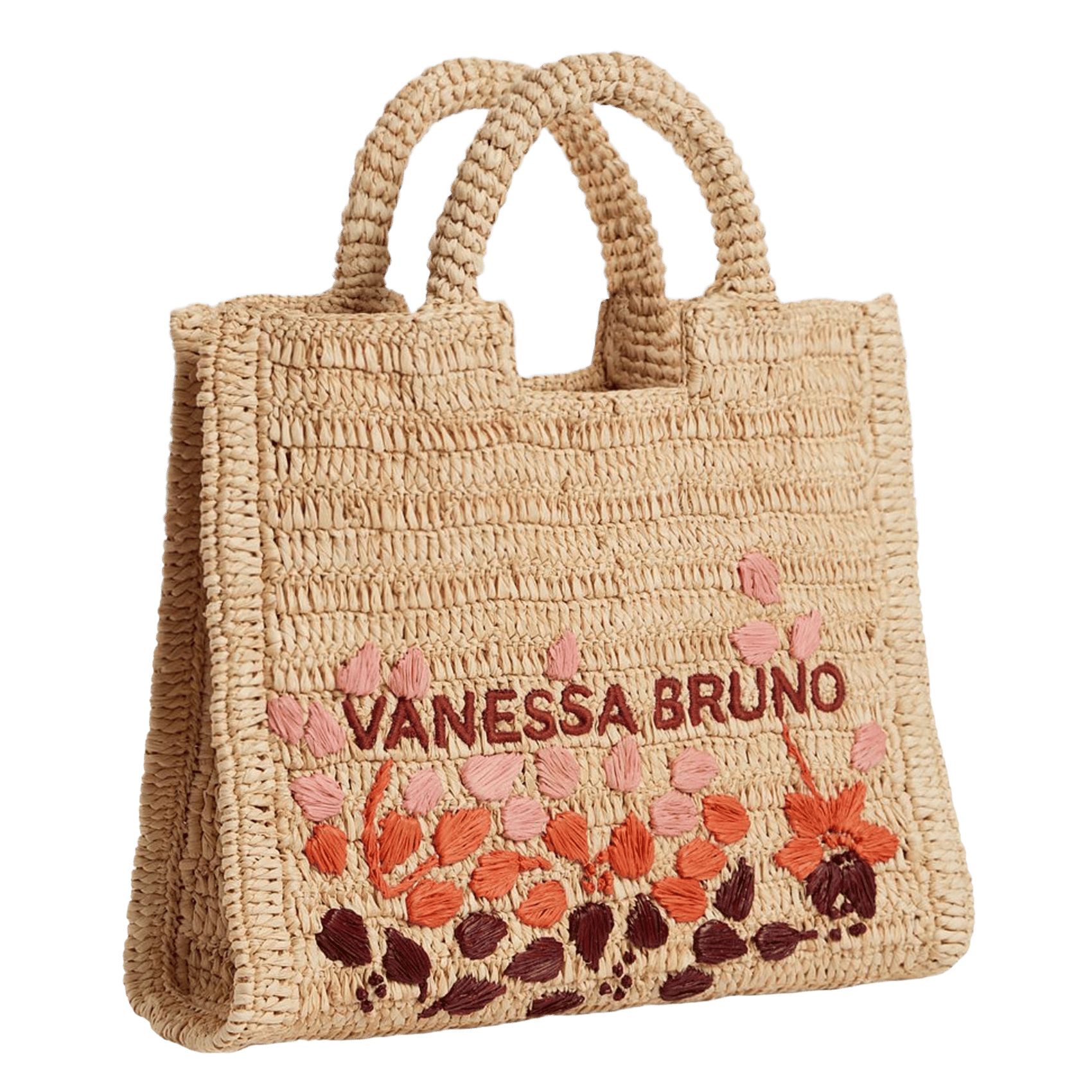 Sac panier brodé en raphia VANESSA BRUNO Multicolored