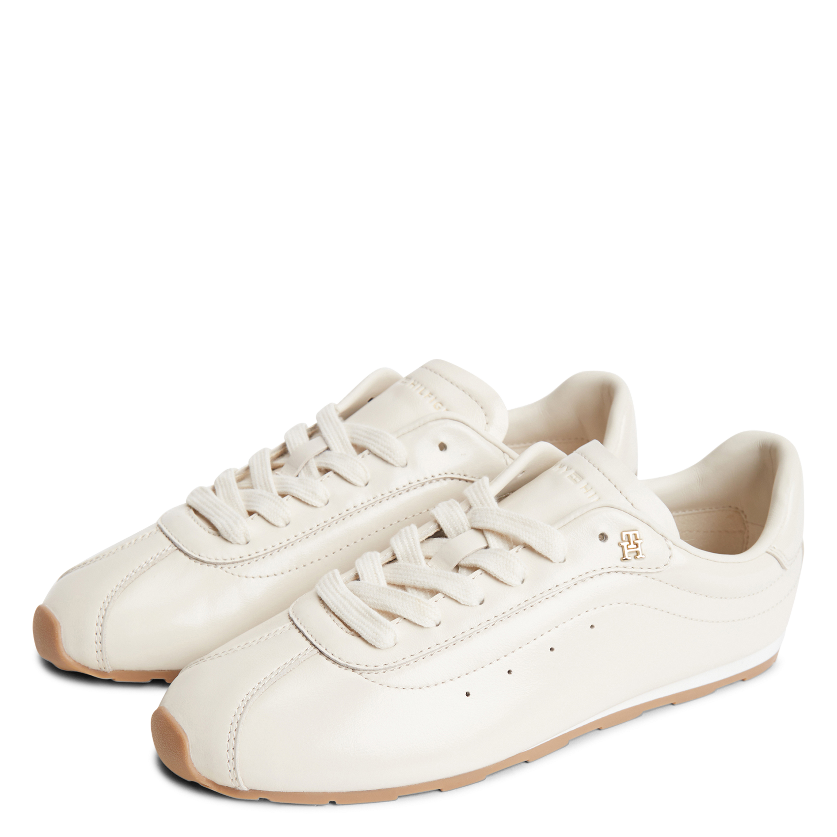 Leather low-top sneakers TOMMY HILFIGER Beige