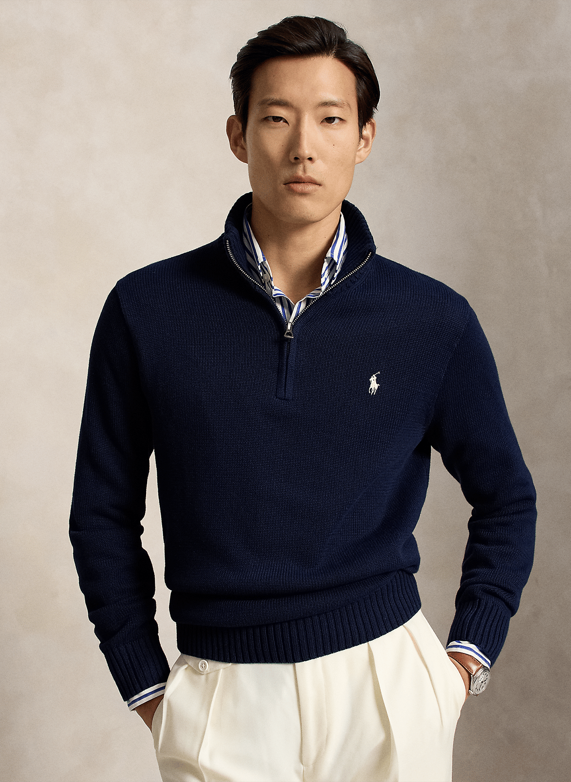 Pull col zippé en coton POLO RALPH LAUREN