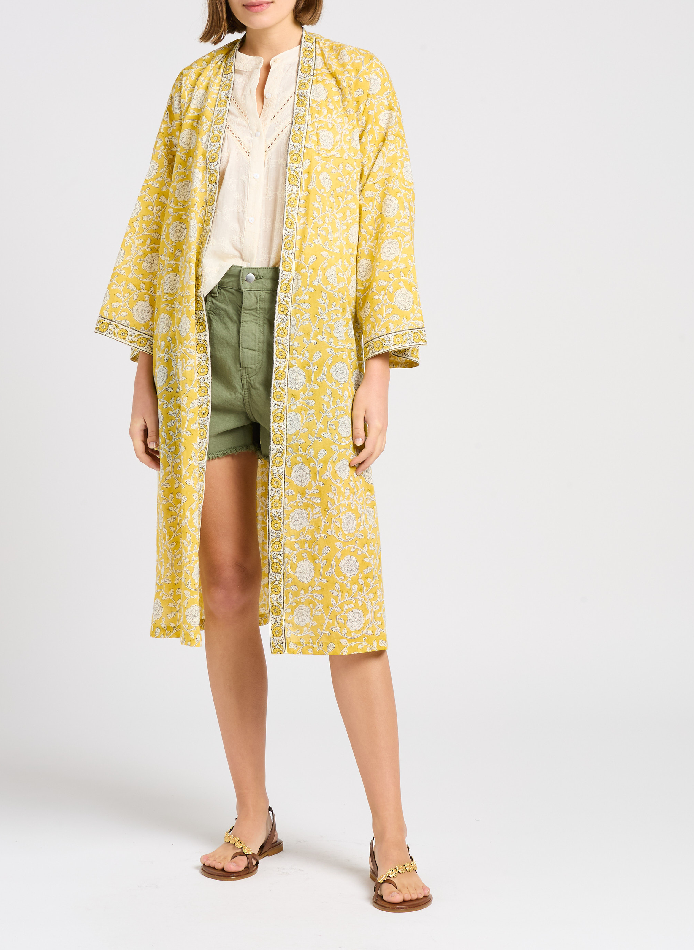 High-waisted cotton shorts ACQUAVERDE Khaki