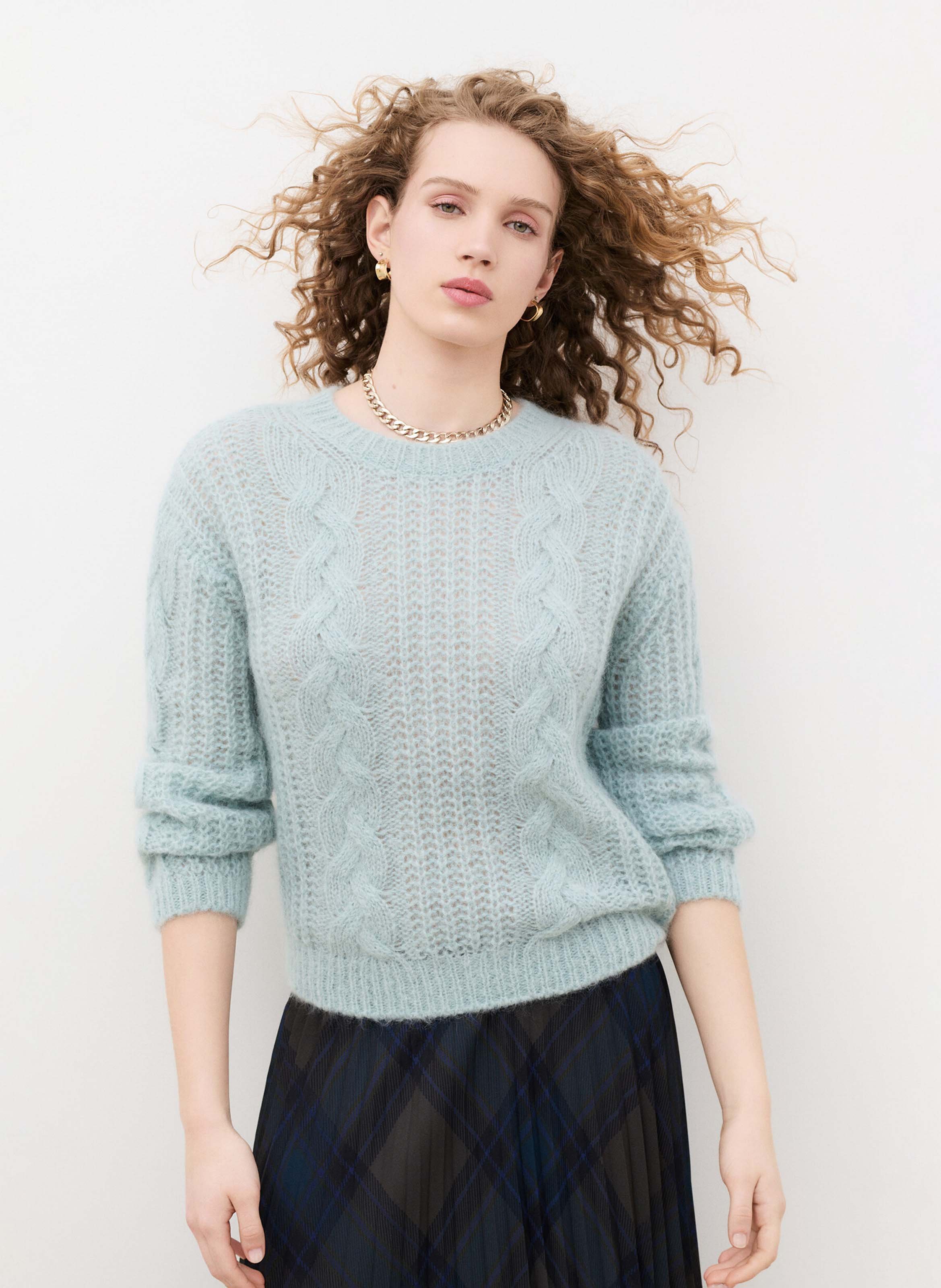 Pull col rond en laine d'alpaga mélangée CAROLL