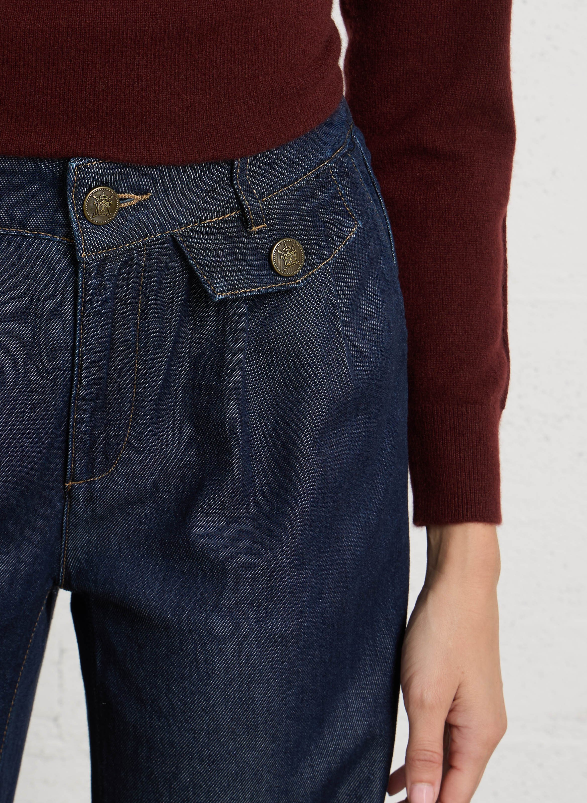 Pantalon large denim  MAISON 123 Bleu