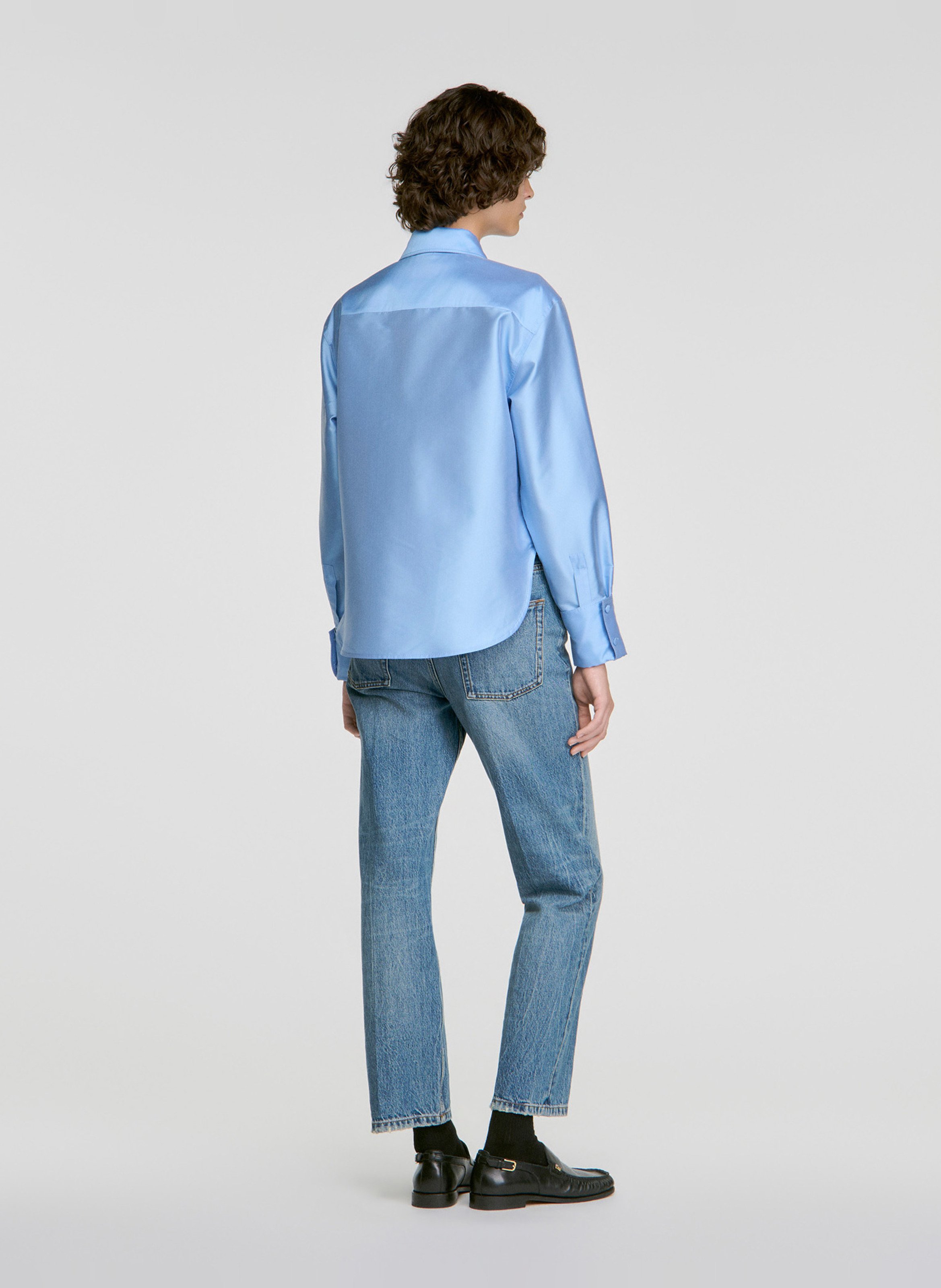 Straight-fit blouse met klassieke kraag SANDRO Blauw