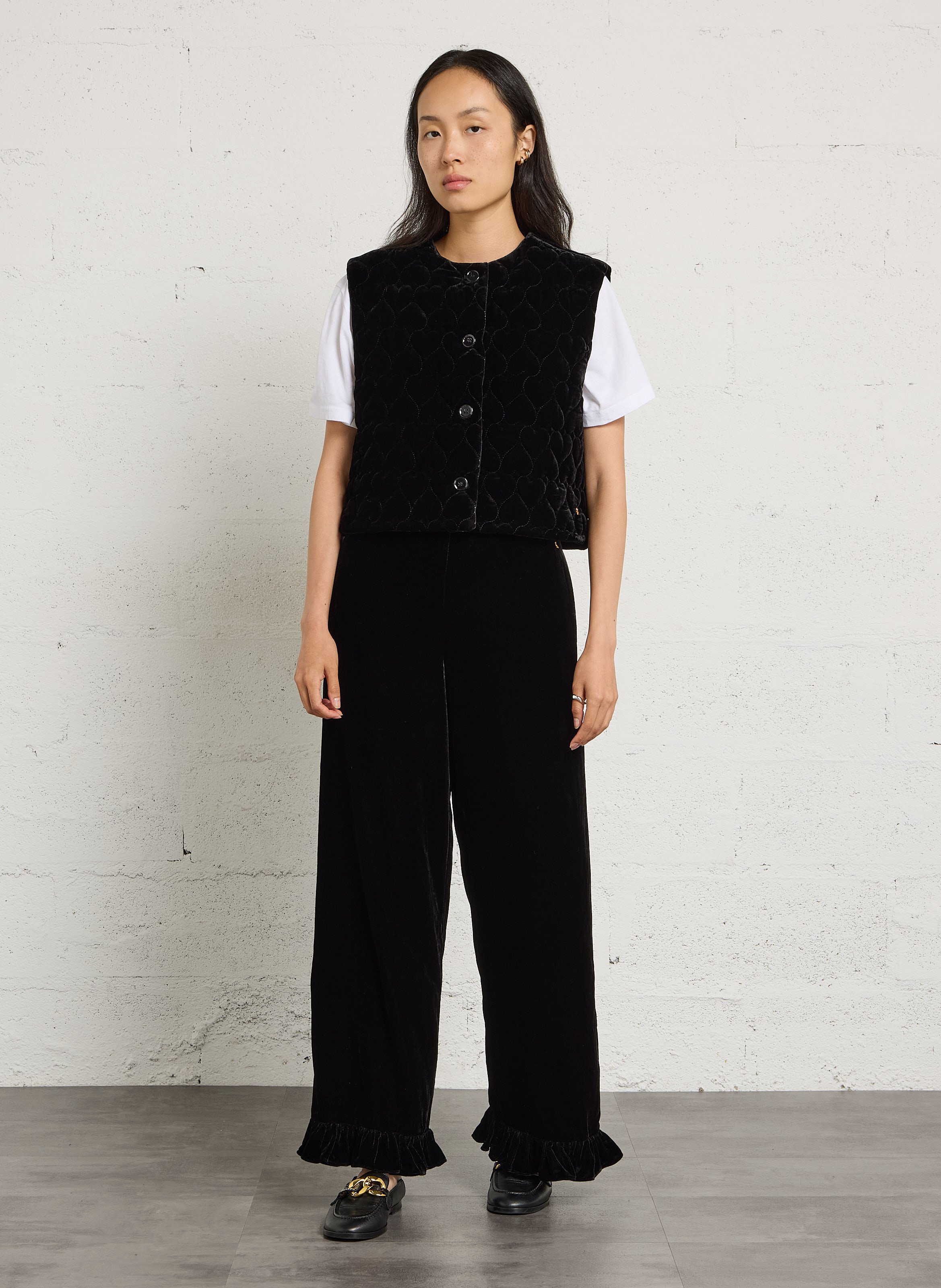 Veste col rond sans manches DES PETITS HAUTS Noir
