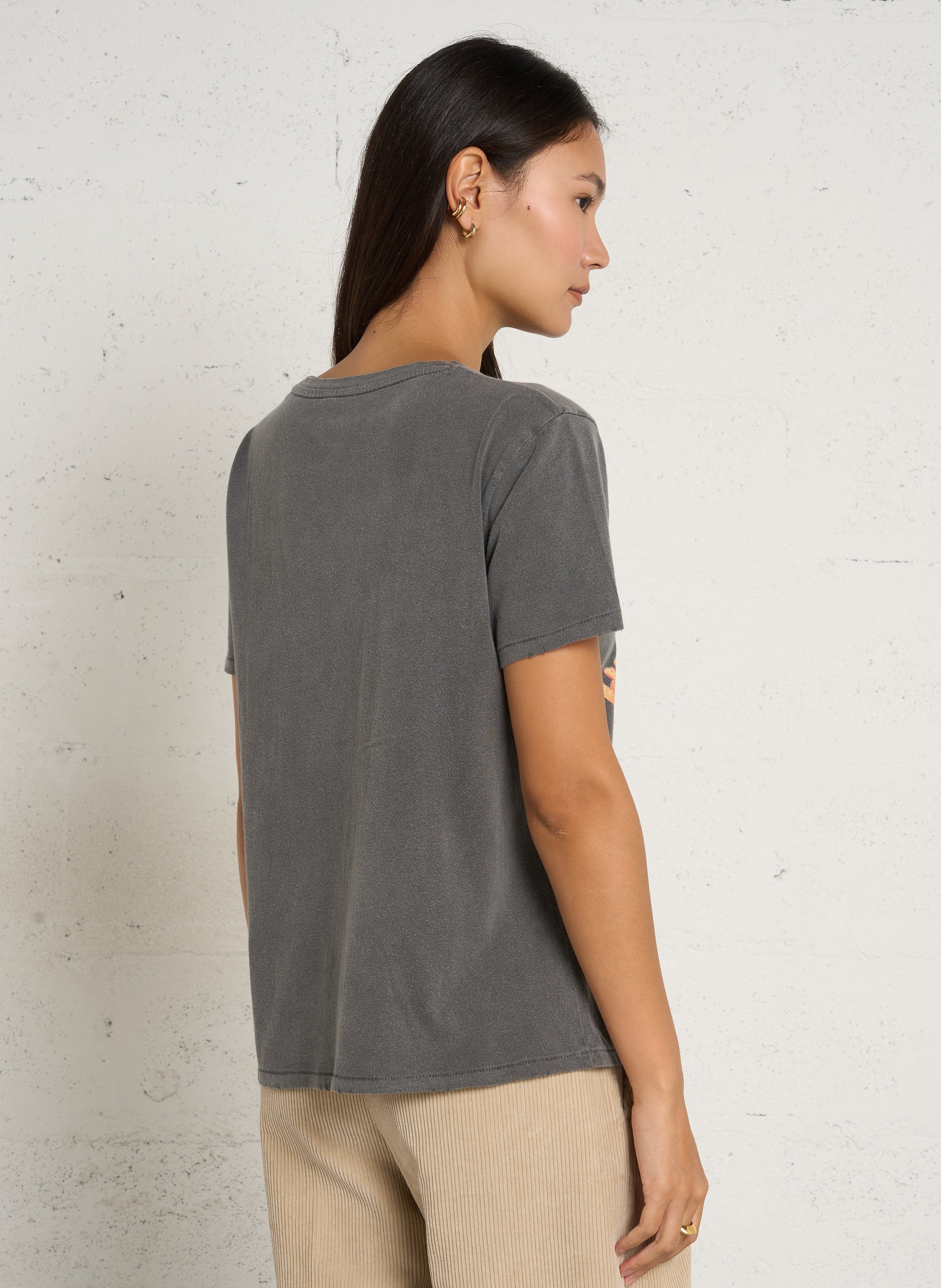 Recht T-shirt met badge-details van katoen NEWTONE Grijs