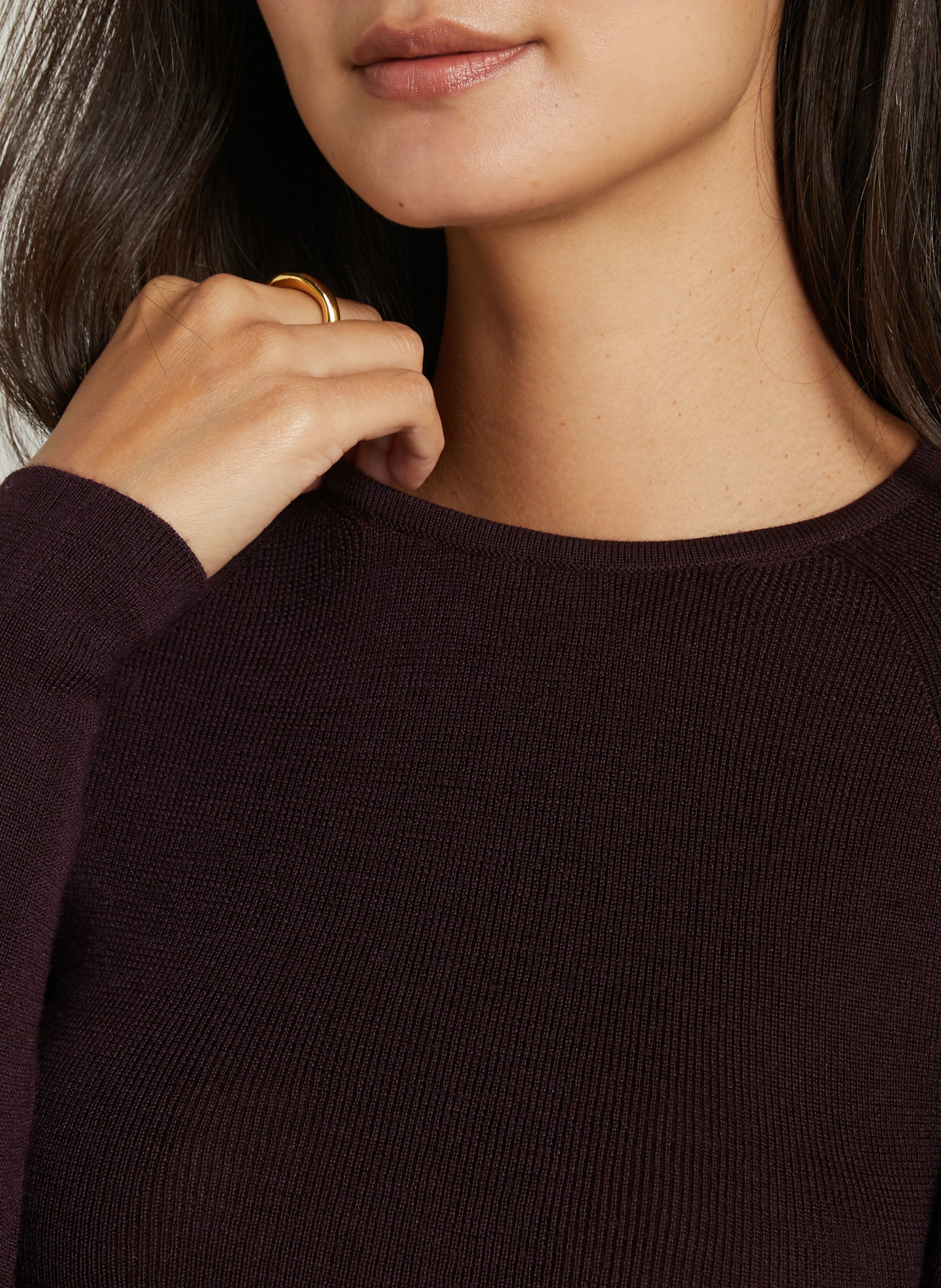 Round-neck wool-blend top MAJESTIC FILATURES Plums
