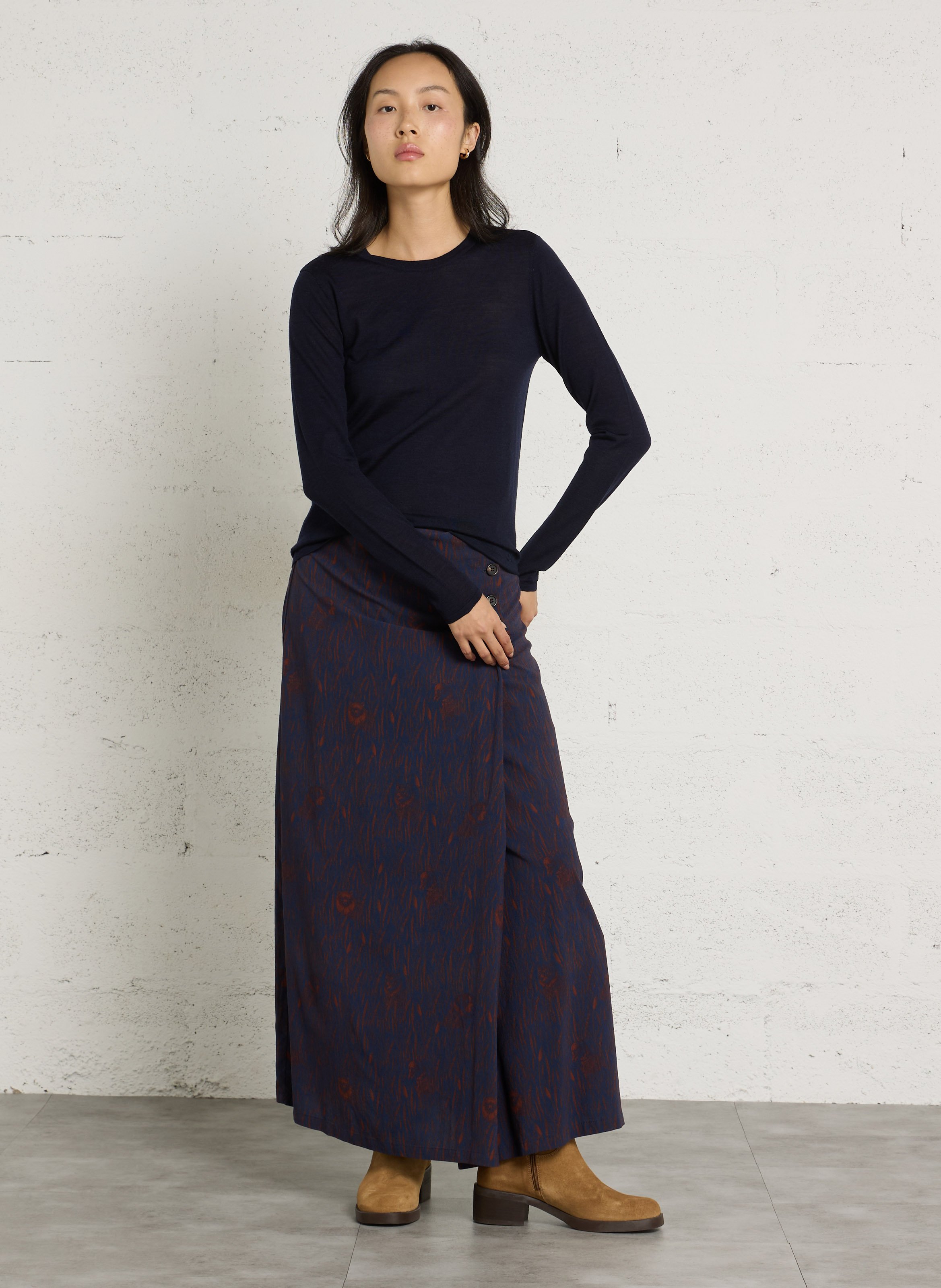 Lange rok met print NICE THINGS Blauw