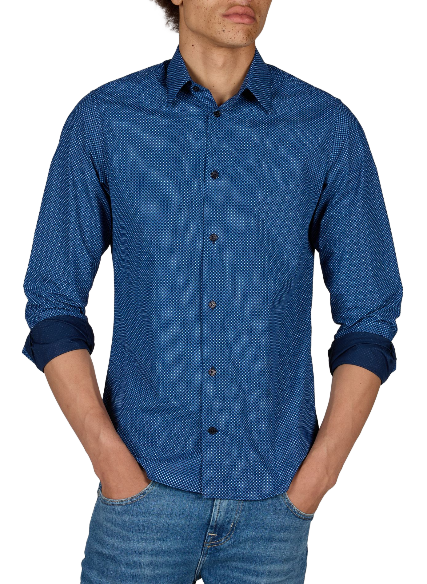 Slim-fit itif-s cotton shirt AU PRINTEMPS PARIS Blue