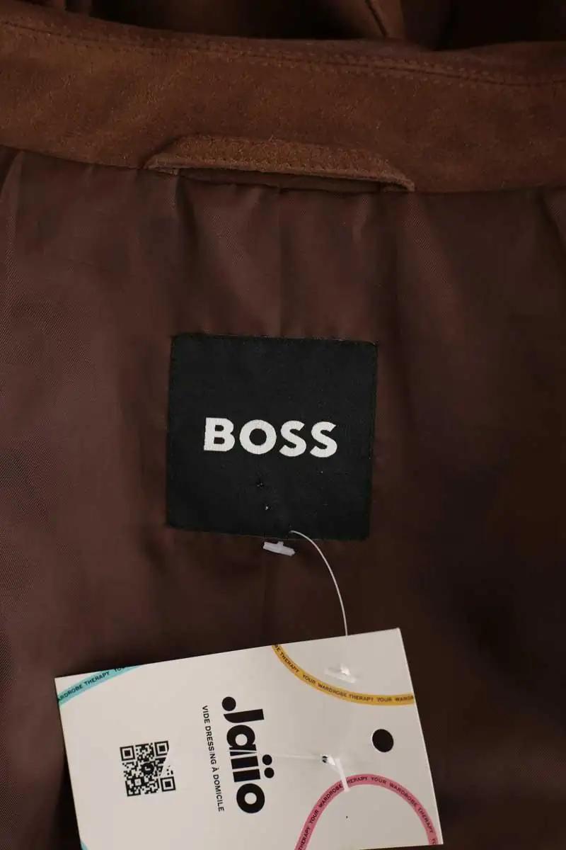 Regular-fit organic cotton jacket with sherpa collar BOSS - SECONDE MAIN Brown
